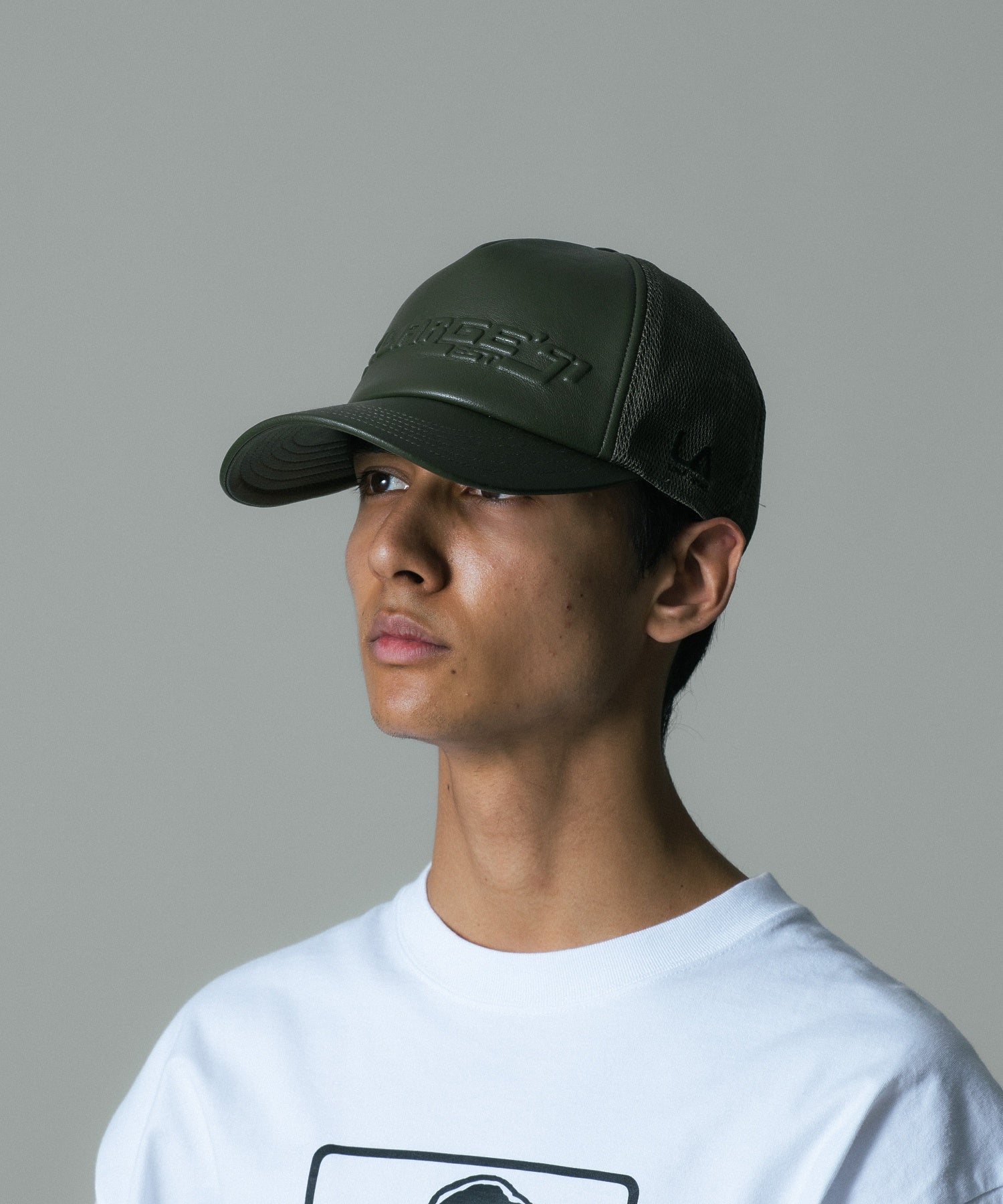FAUX LEATHER MESH CAP