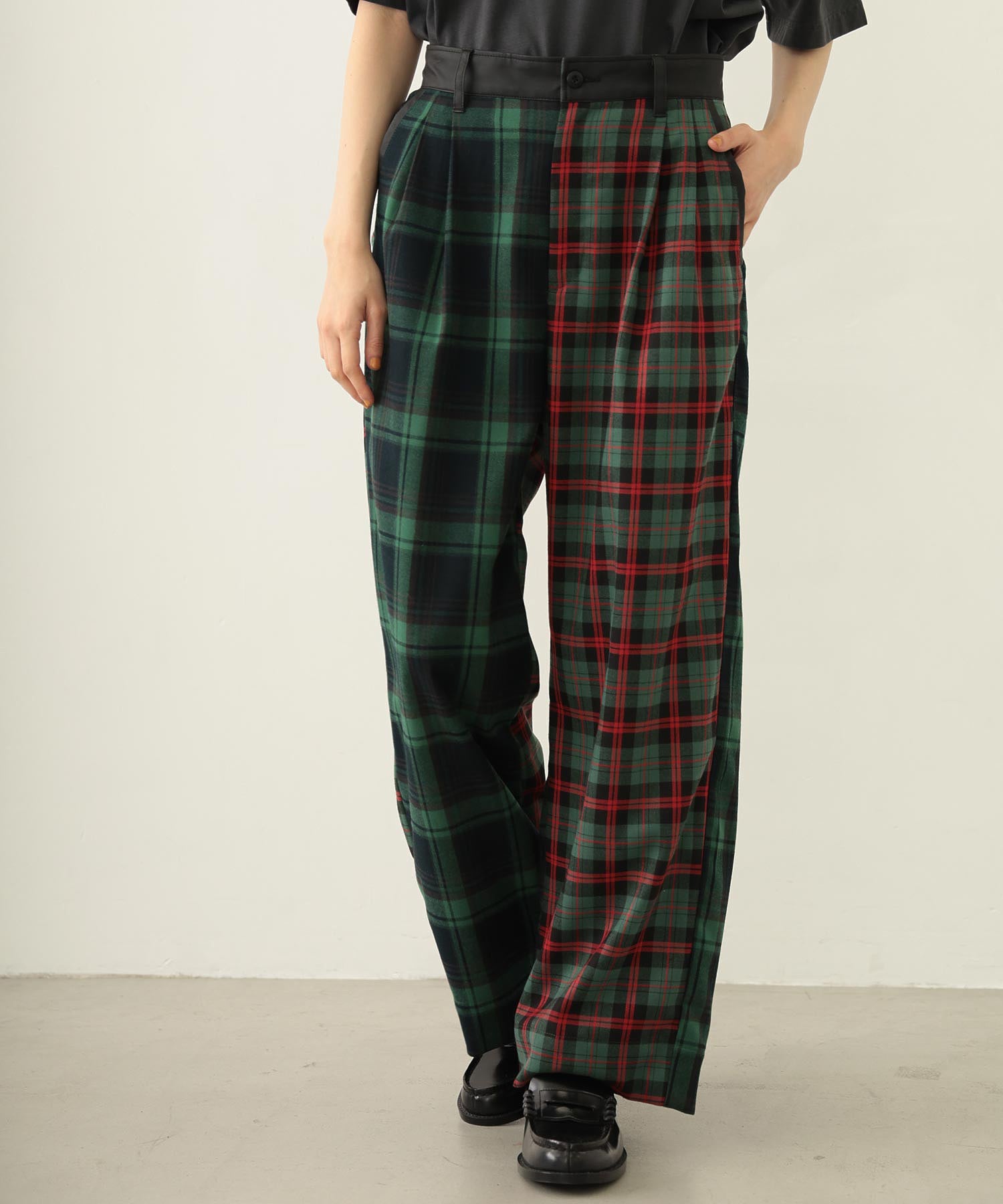 COMBINATION PLAID PANTS