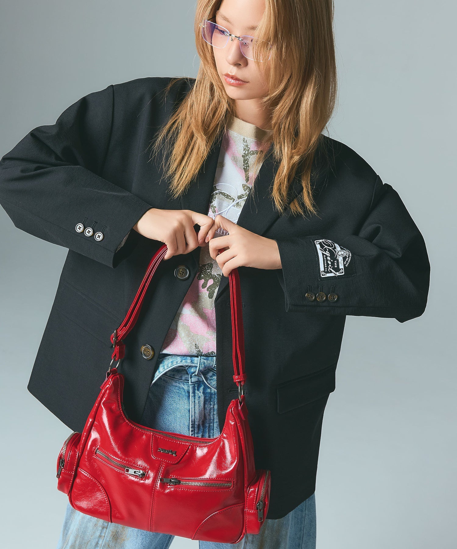 DOUBLE ZIP FAUX LEATHER BAG