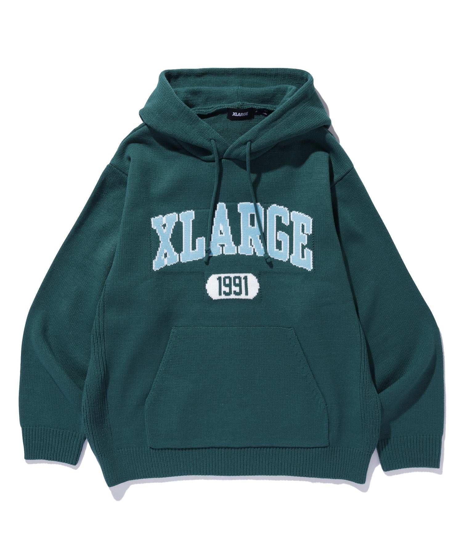 COLLEGE LOGO KNIT PULLOVER HOODIE