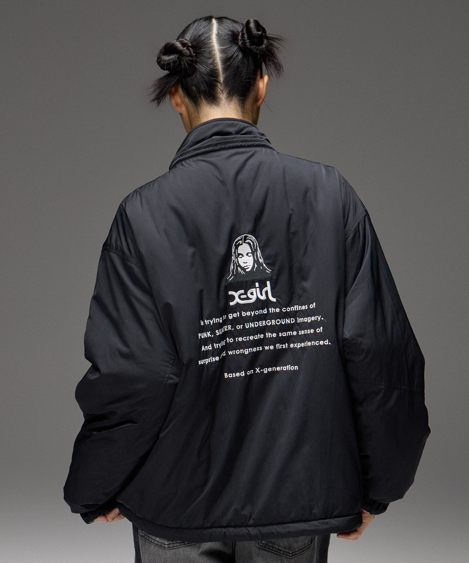FACE EMBROIDERED PATCH REVERSIBLE JACKET