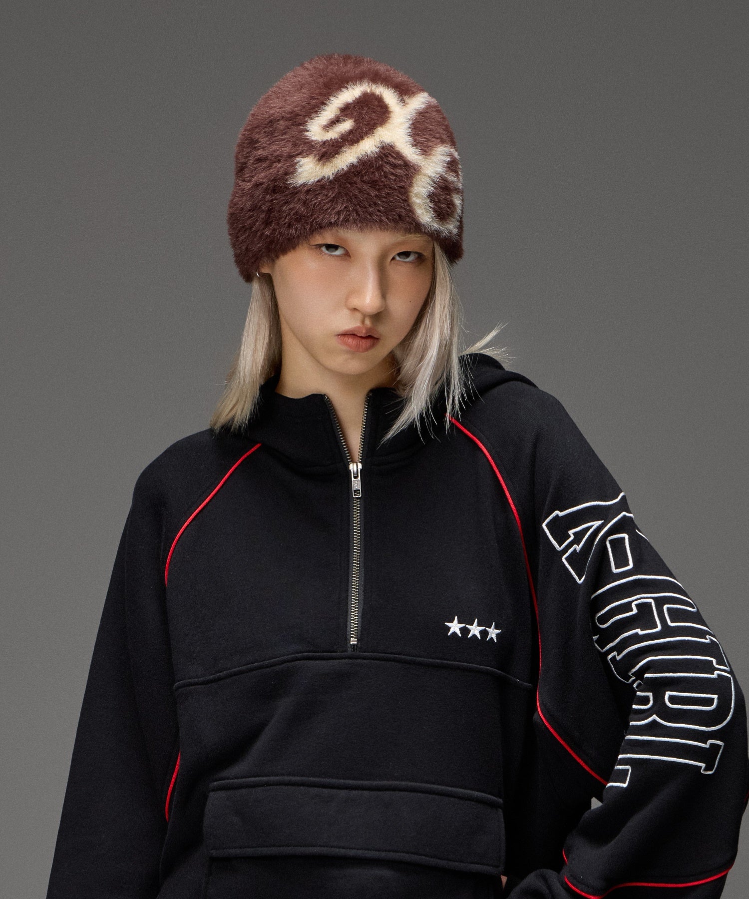 LOGO JACQUARD SHAGGY BEANIE