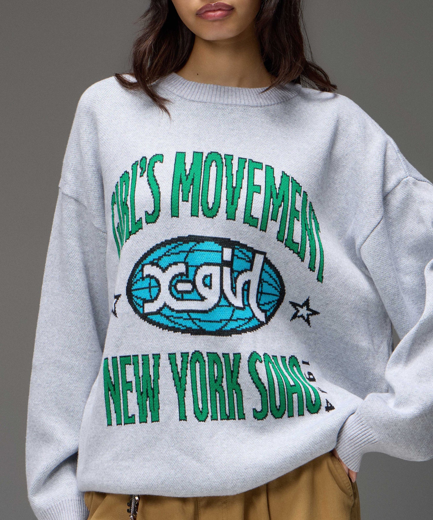 WORLD LOGO JACQUARD KNIT TOP