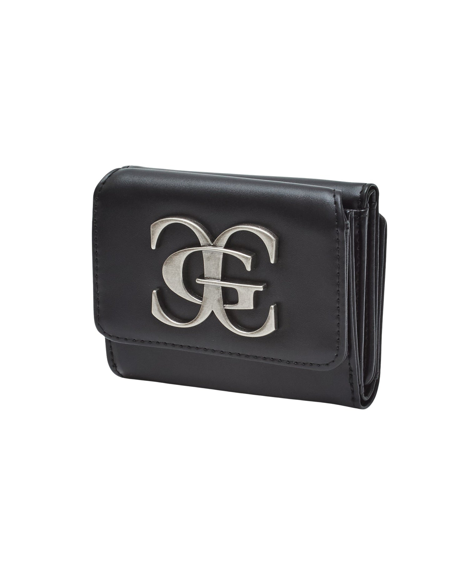 METAL XG EMBLEM FAUX LEATHER MINI WALLET