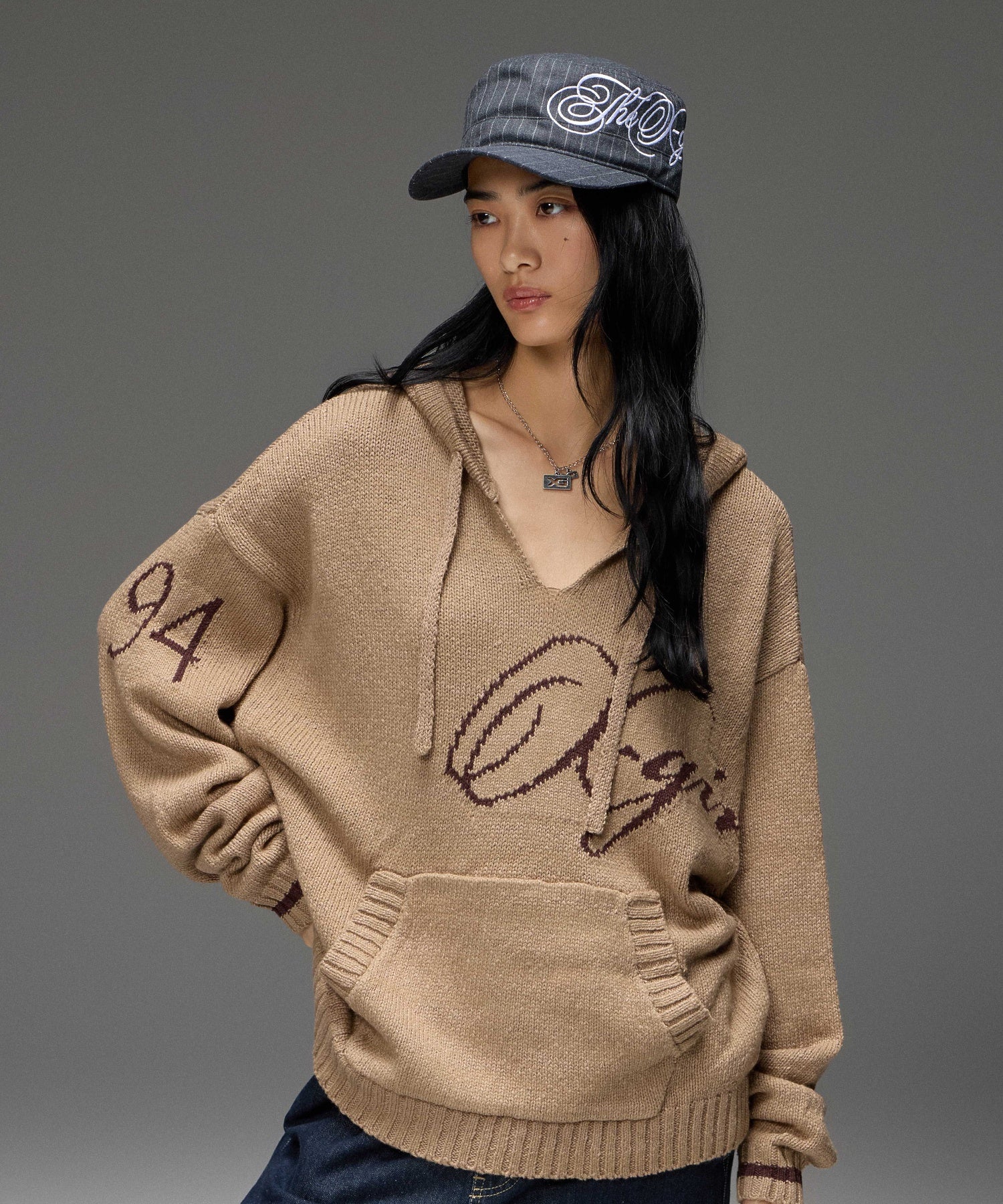 SIDE SCRIPT LOGO STRIPED CASQUETTE