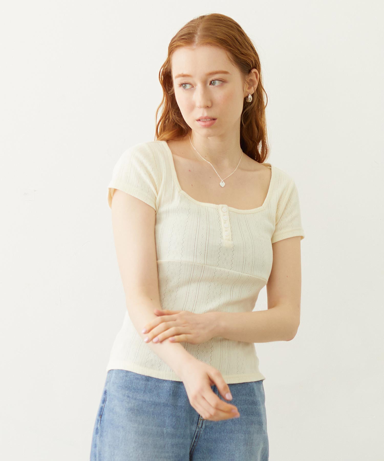 HENLEY NECK S/S TOP