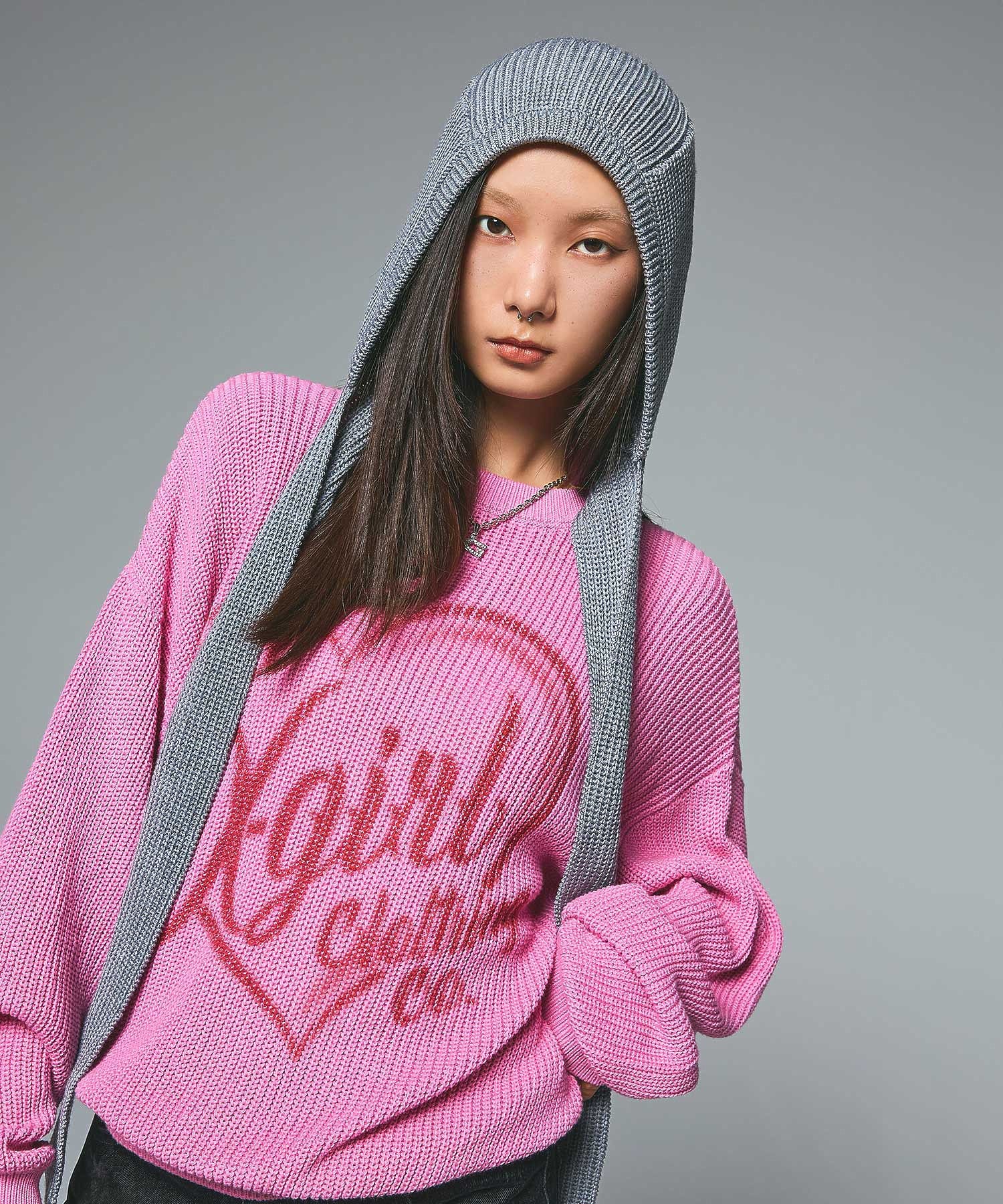 HEART SPRAY LOGO KNIT TOP
