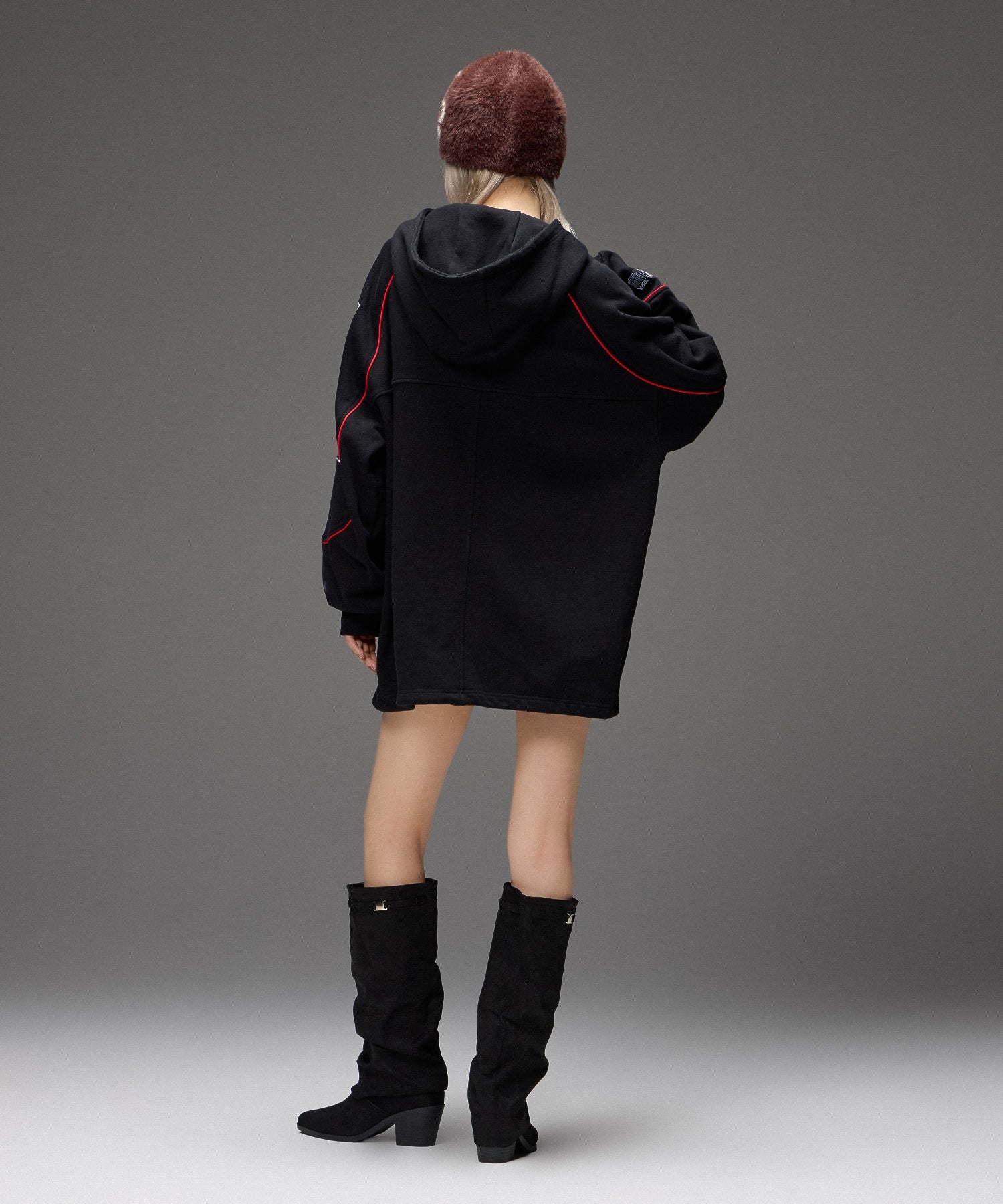 LOGO AND STAR SWEAT ANORAK DRESS