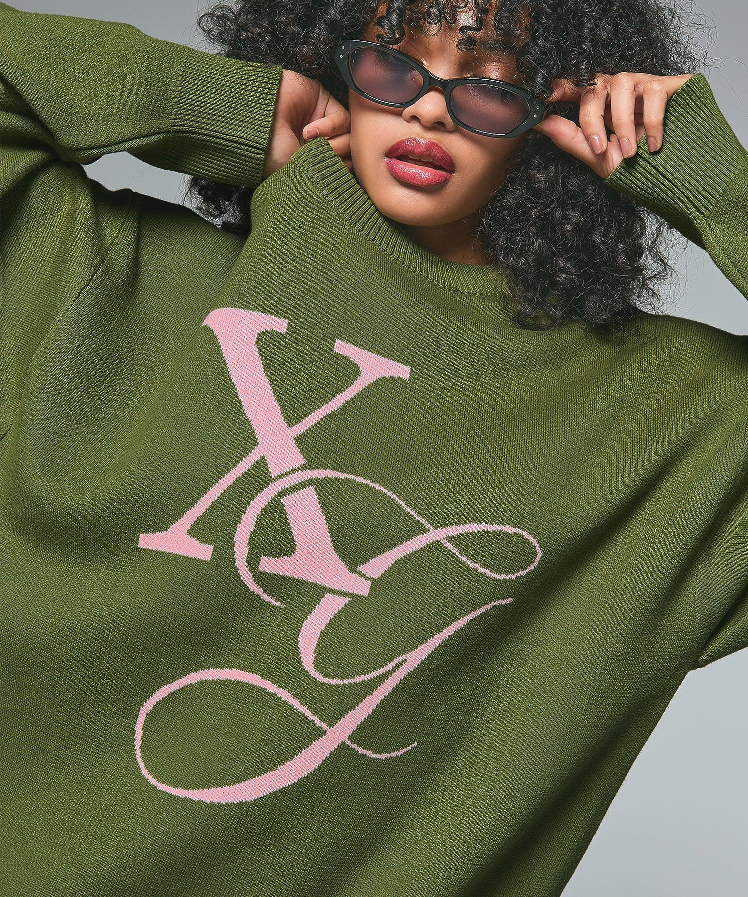 XG MONOGRAM LOGO JACQUARD KNIT TOP