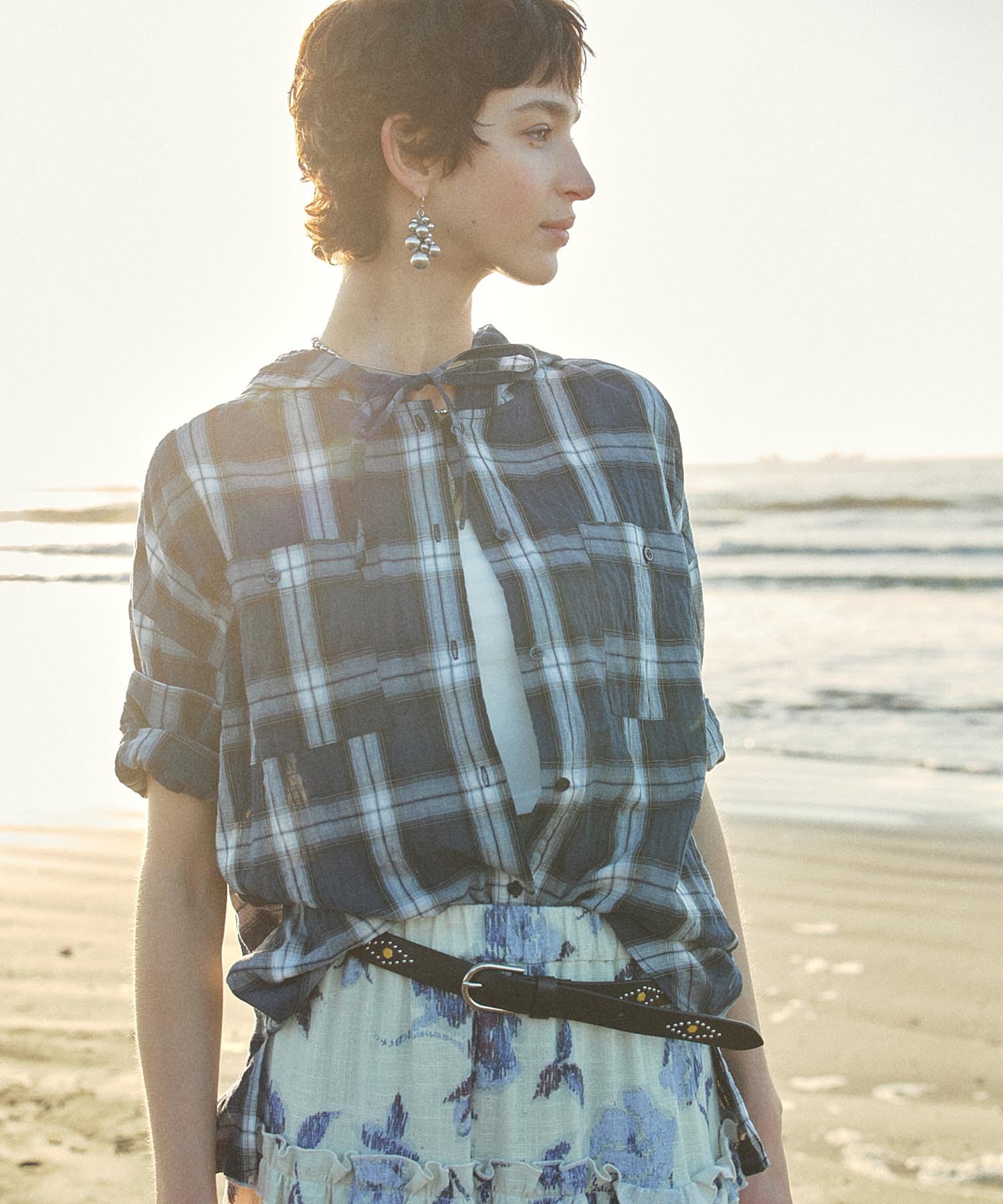 ROSE PRINT GATHERED SKIRT