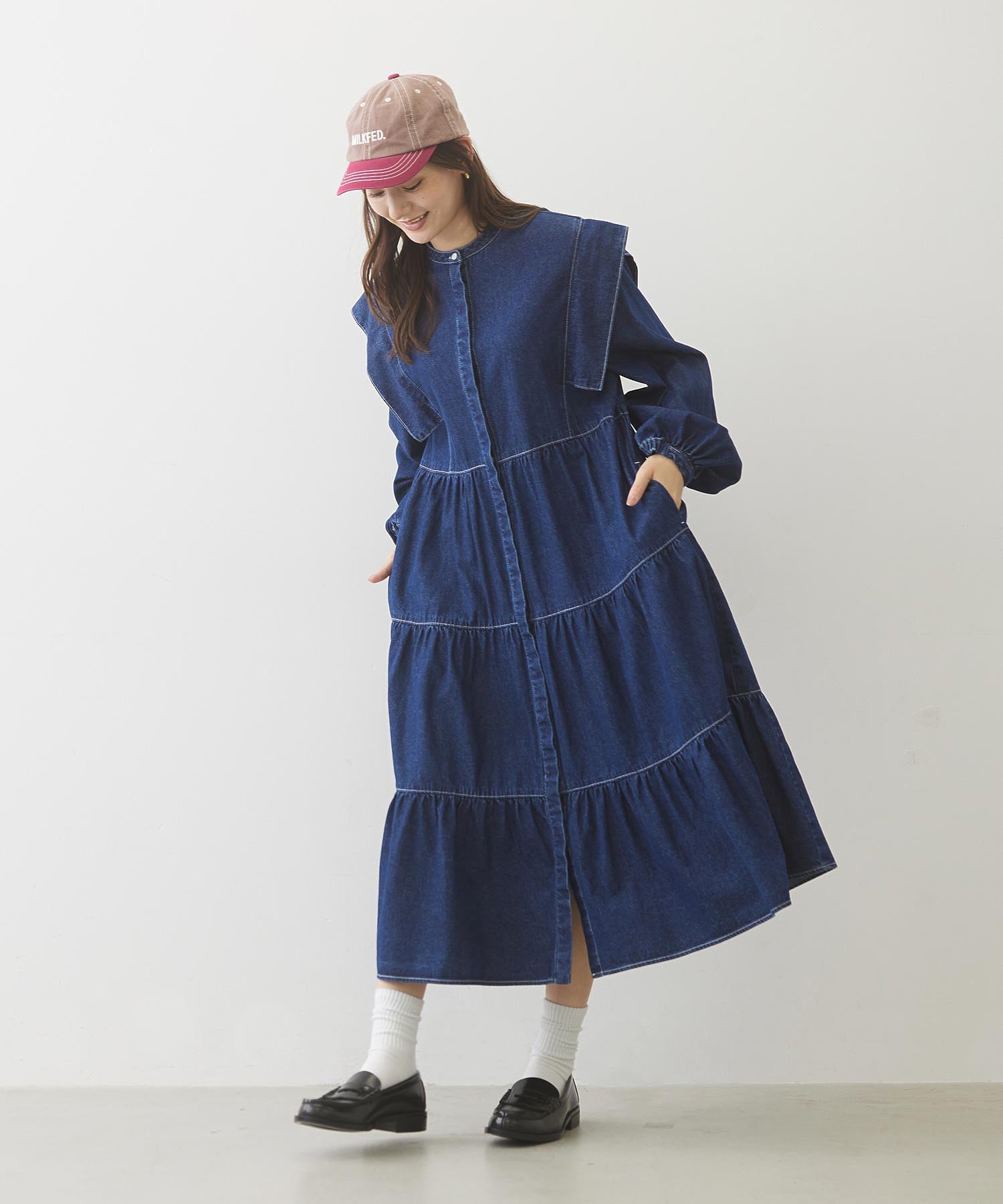 DENIM TIERED DRESS