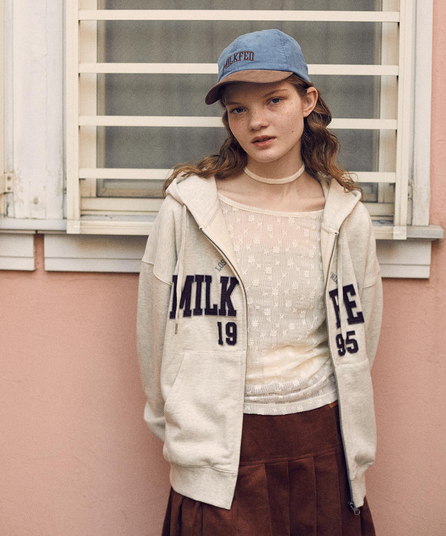 COLLEGE PATCH ZIP UP HOODIE