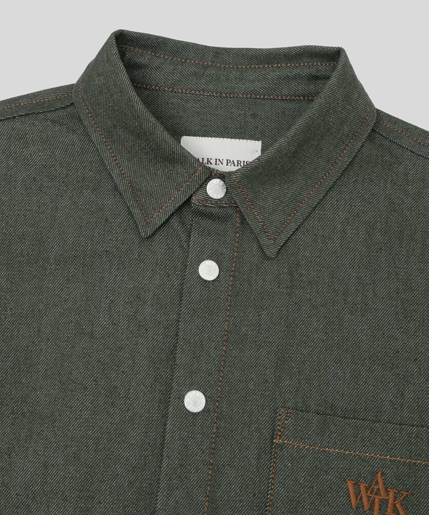 WALK IN PARIS/ウォーキンパリス/GREEN denim shirt