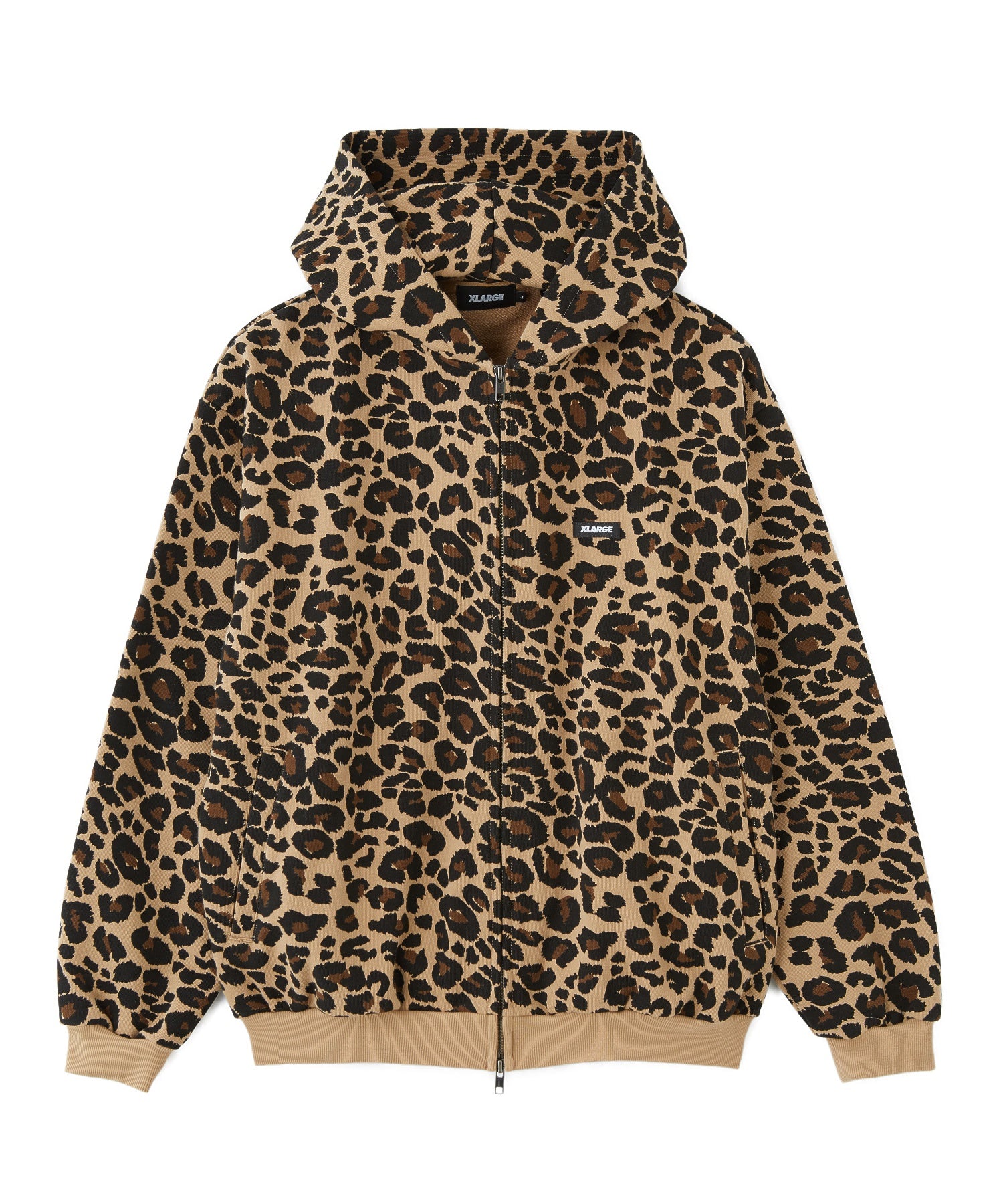 LEOPARD ZIP HOODED SWEATSHIRT