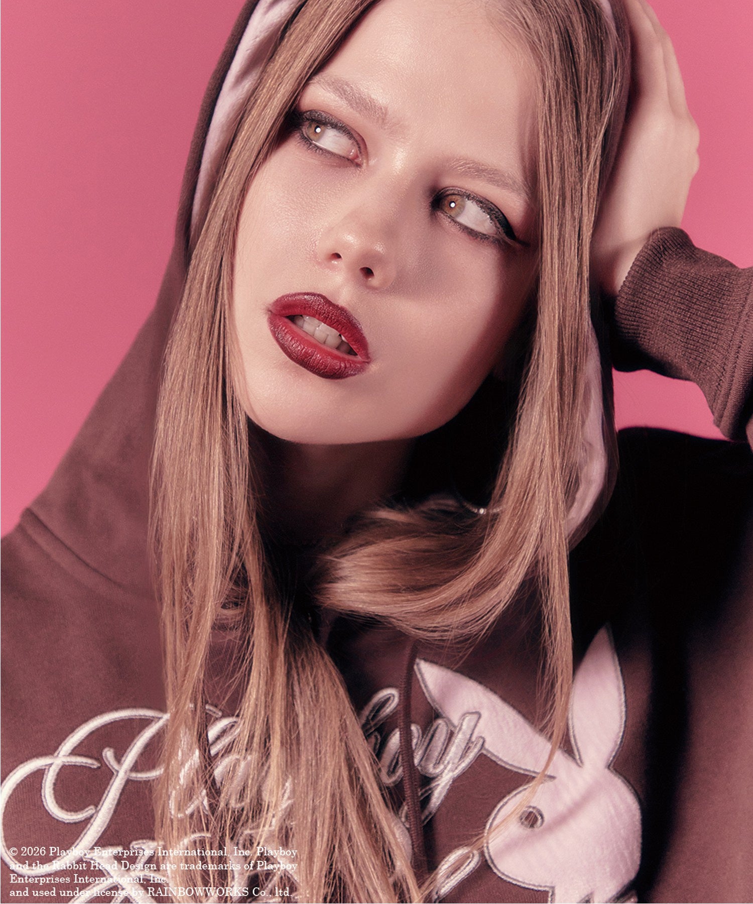 PLAYBOY × X-girl COMPACT ZIP UP SWEAT HOODIE