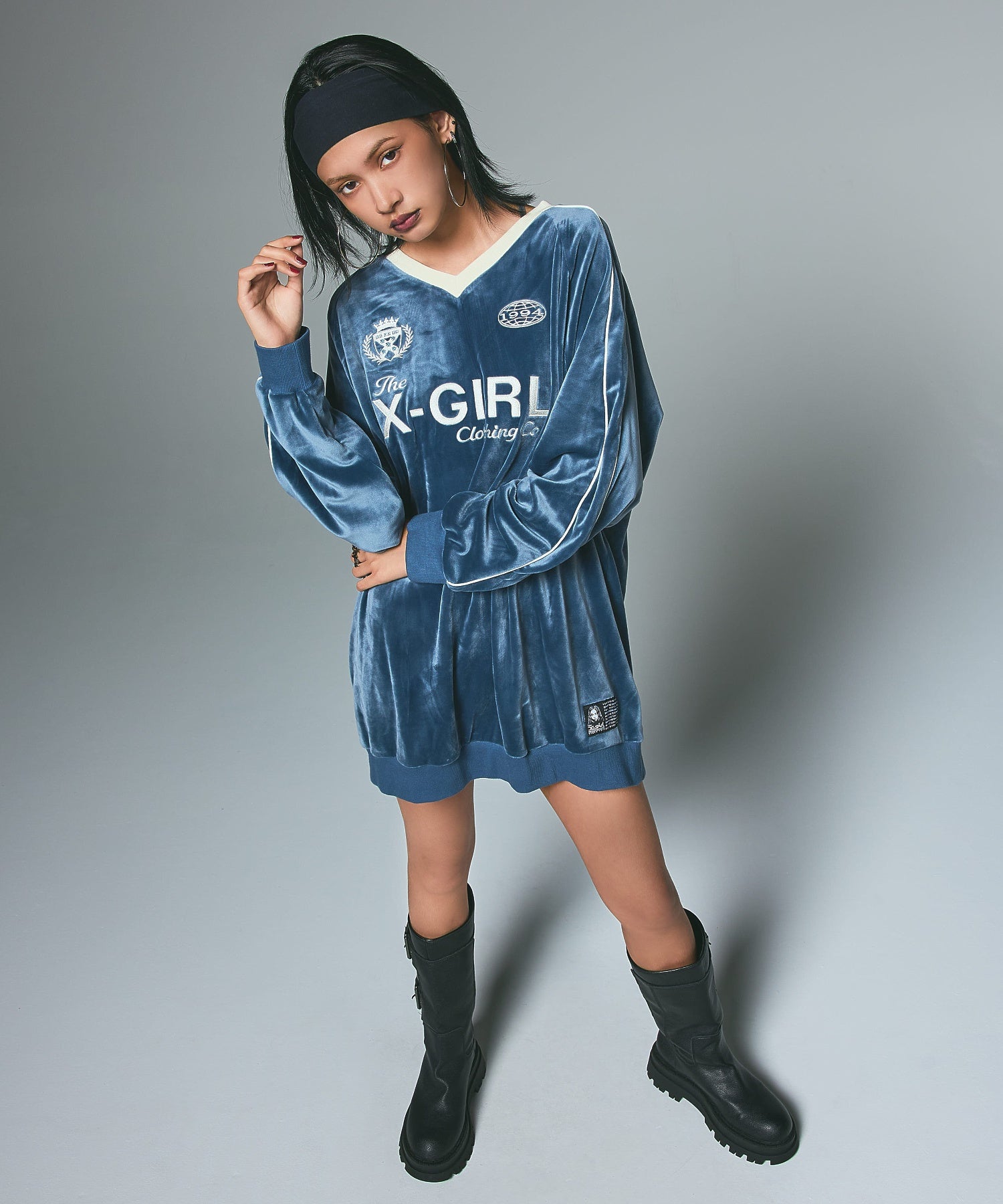 VELOUR GAME SHIRT DRESS