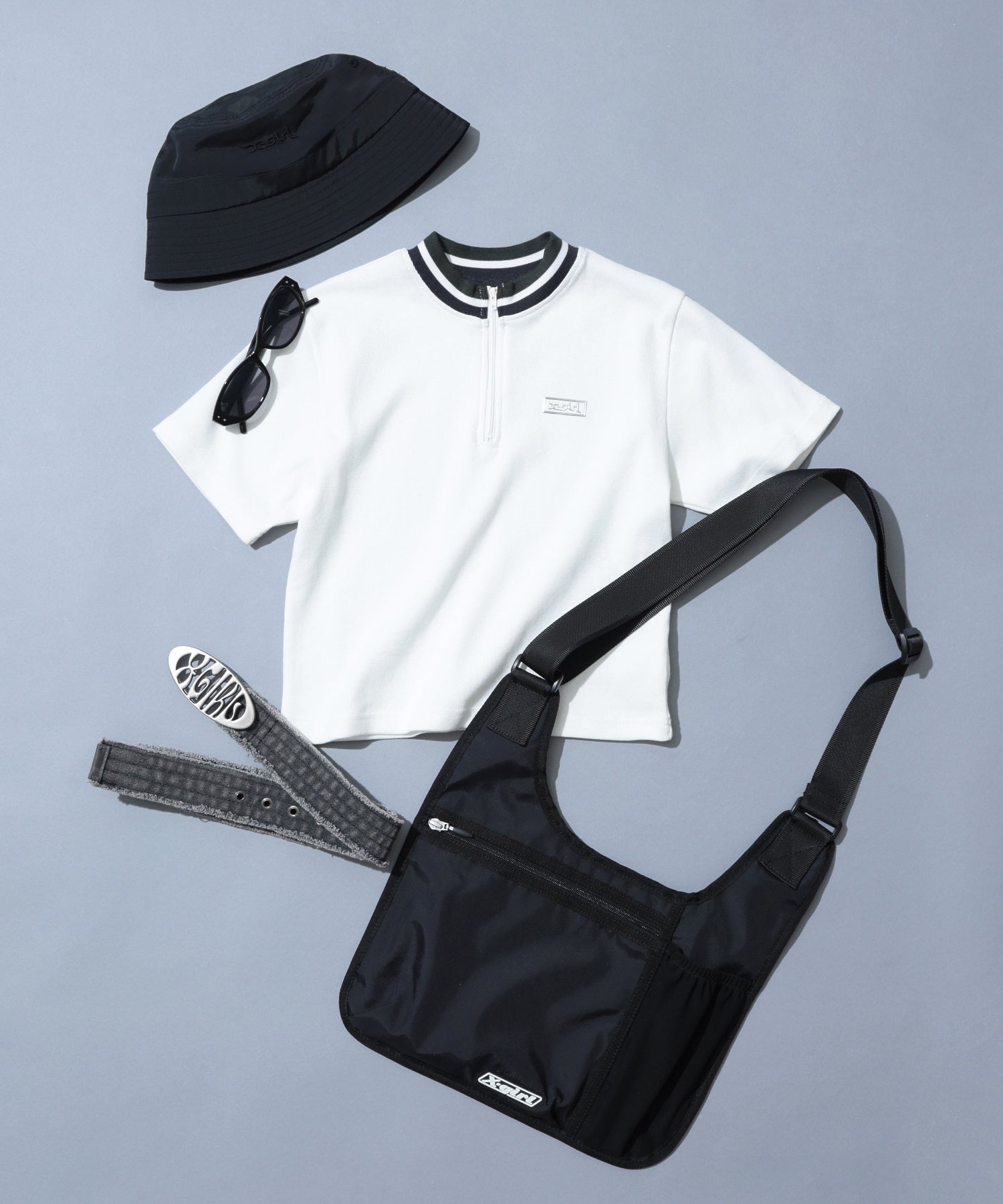 STRIPED RIB HALF ZIP TOP