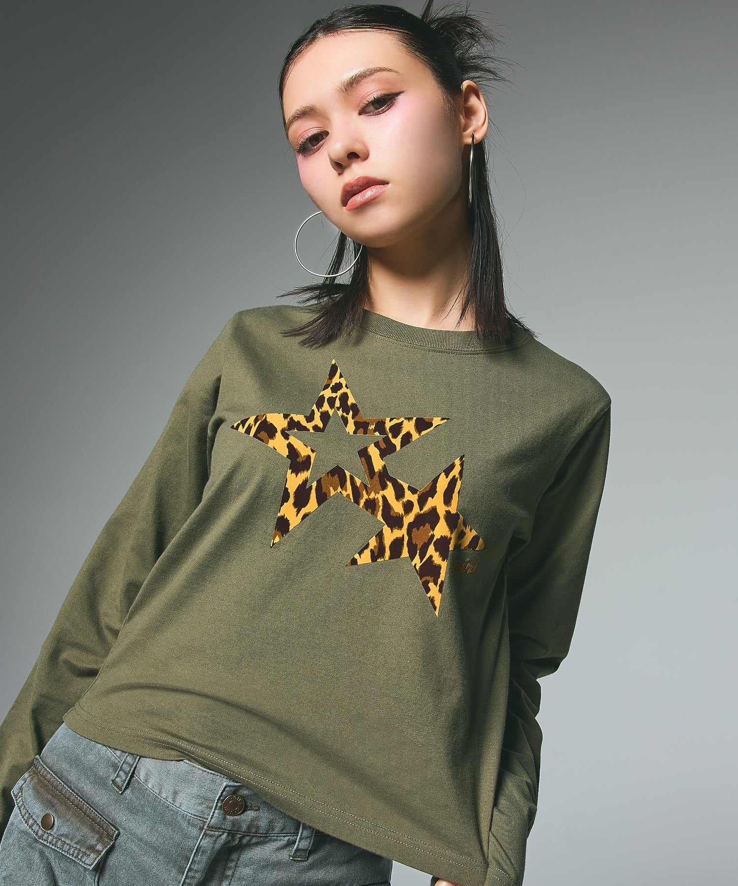 LEOPARD STAR L/S BABY TEE