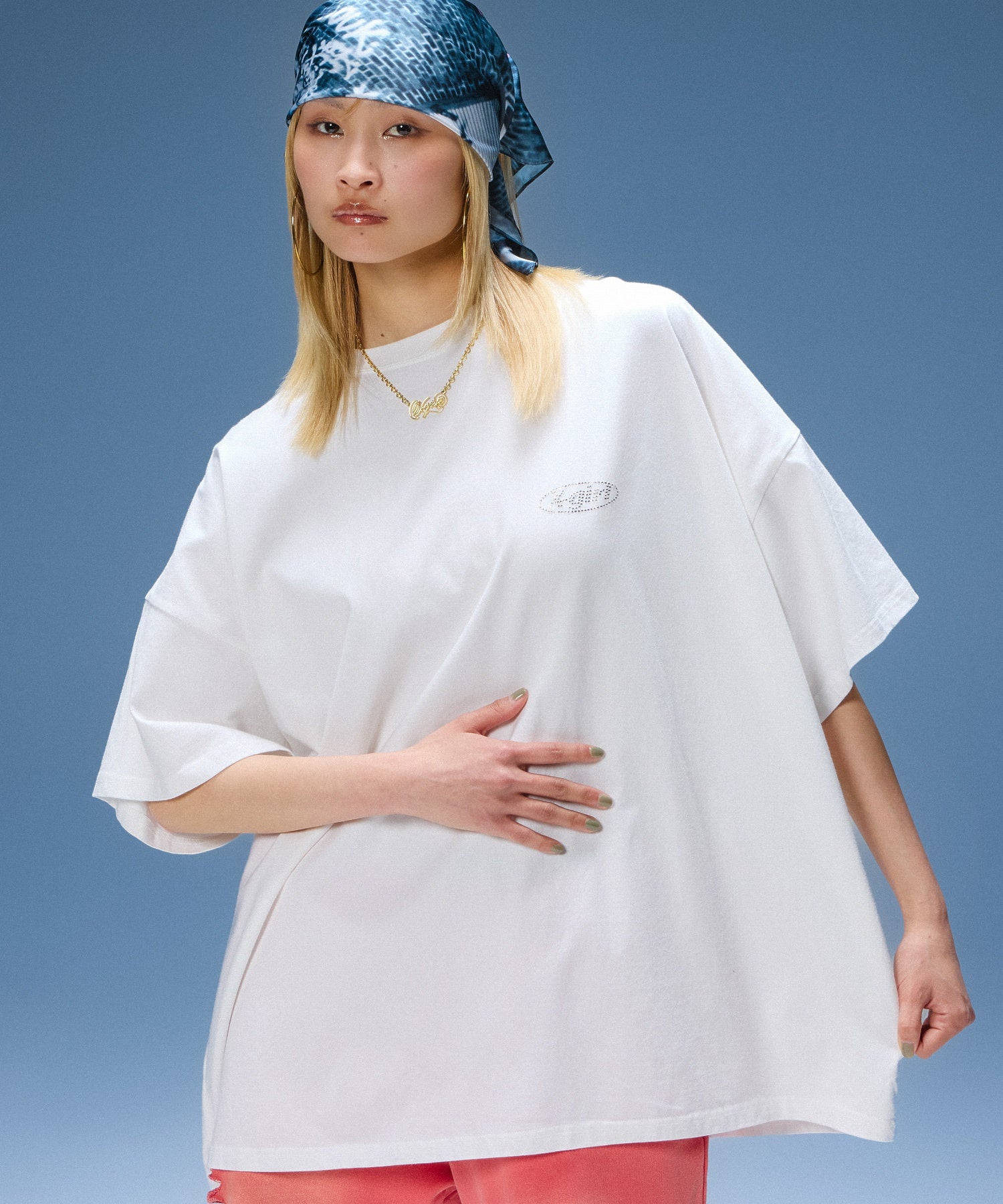 RHINESTONE OVAL LOGO S/S BIG TEE DRESS