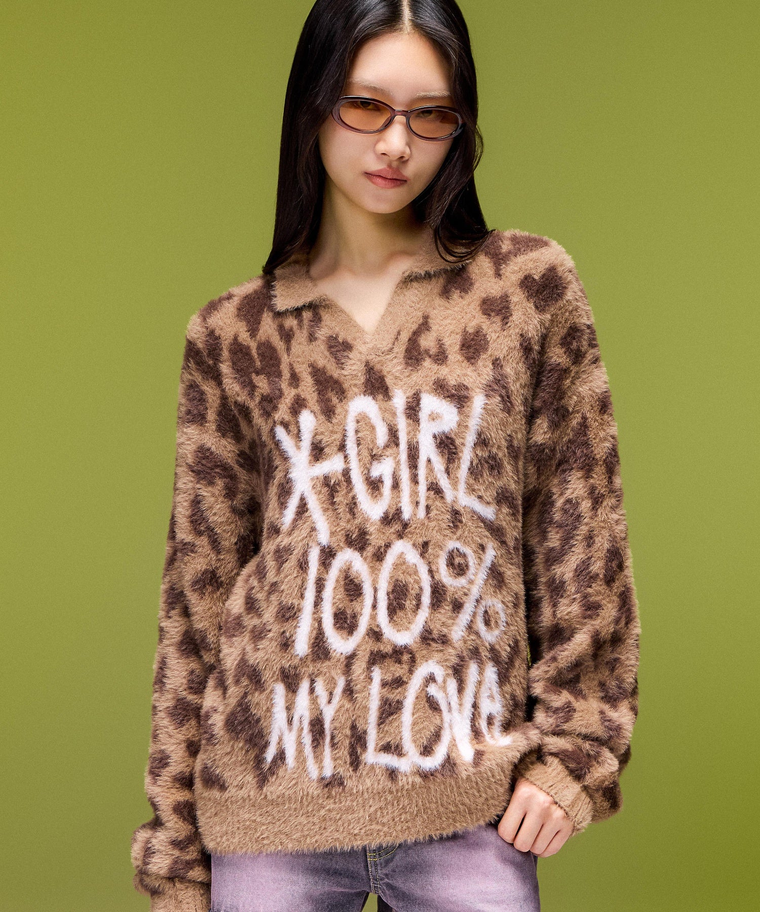 LOGO JACQUARD SHAGGY SKIPPER KNIT TOP