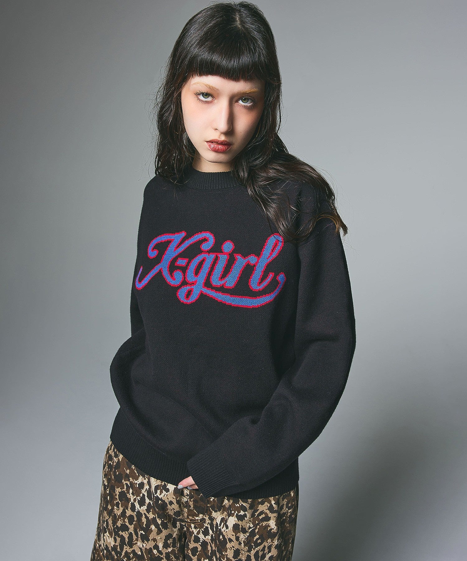 LETTERING LOGO JACQUARD KNIT TOP