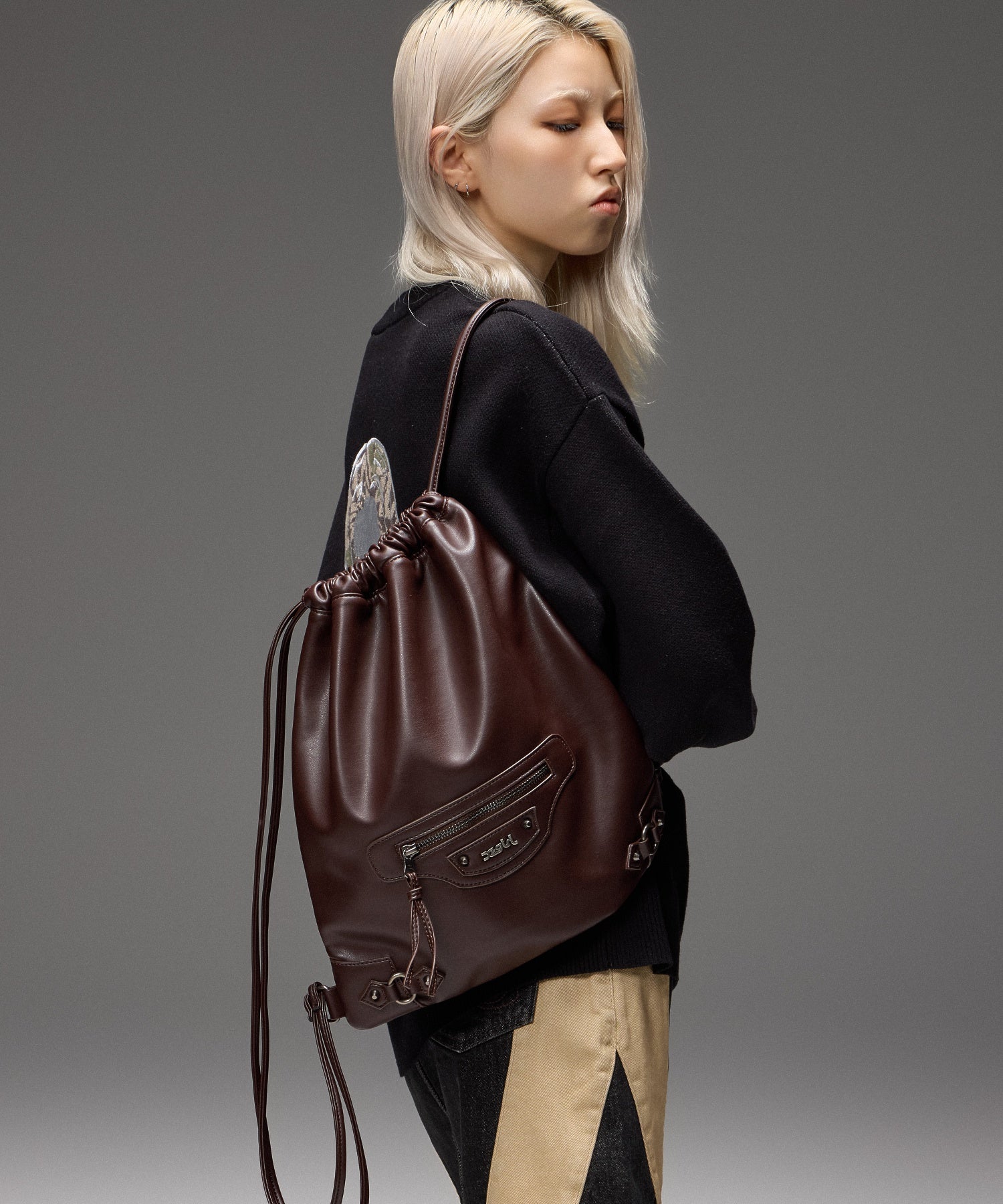 FAUX LEATHER UTILITY KNAPSACK