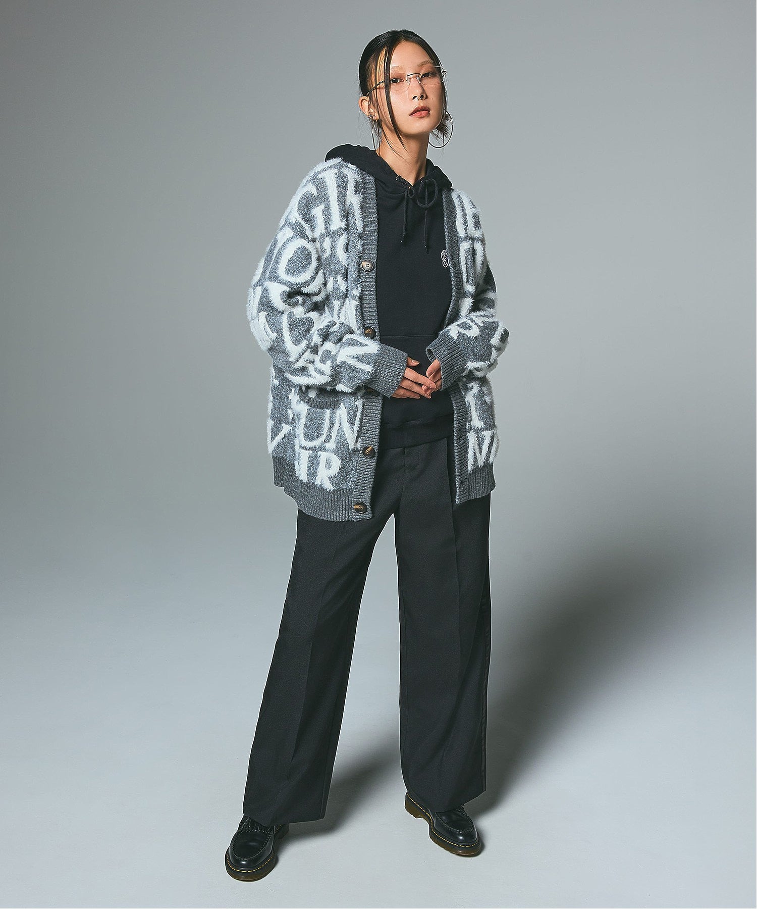 LOGO AND BUNNY JACQUARD KNIT CARDIGAN