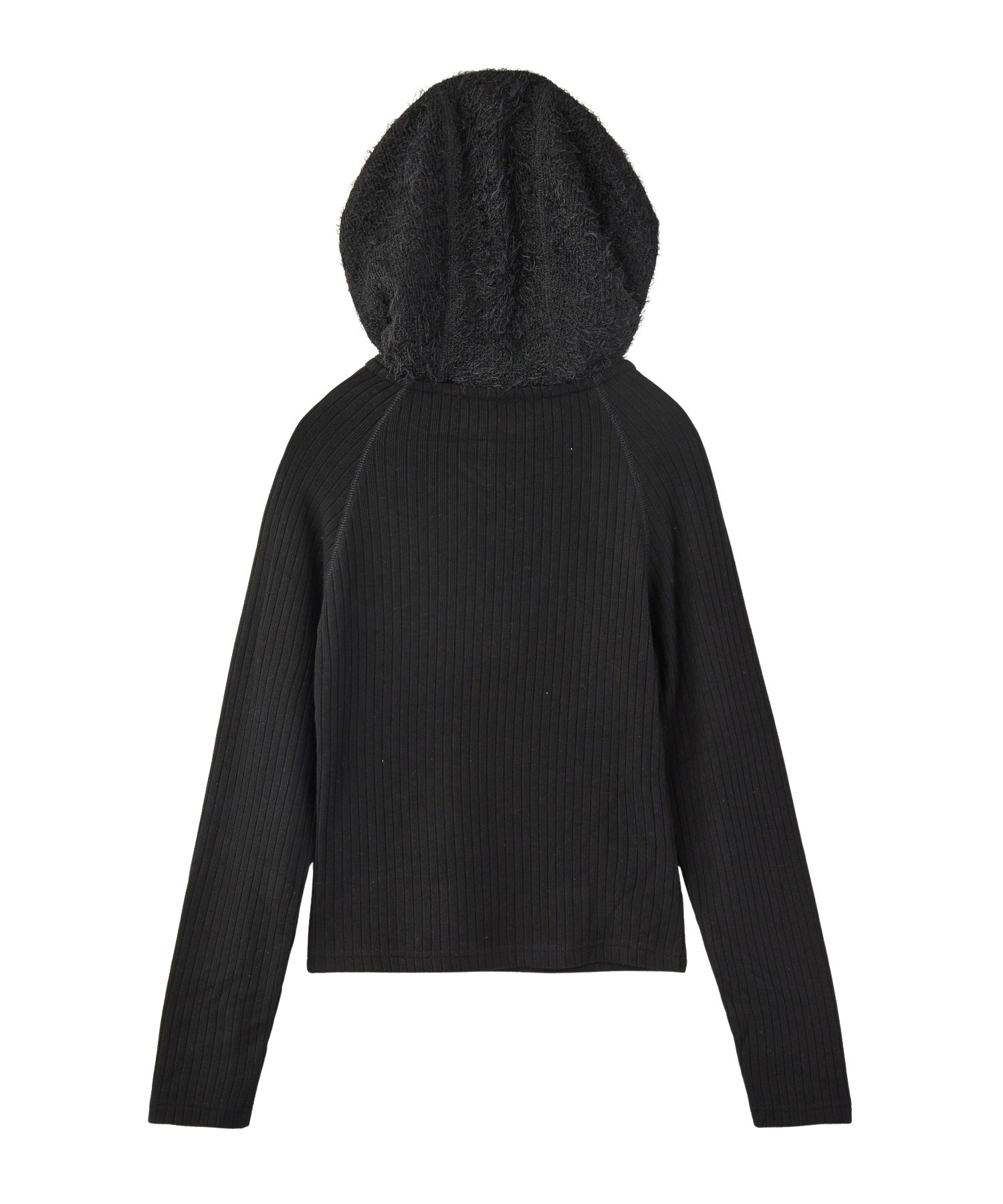 HAIRY HOODED HALF ZIP TOP