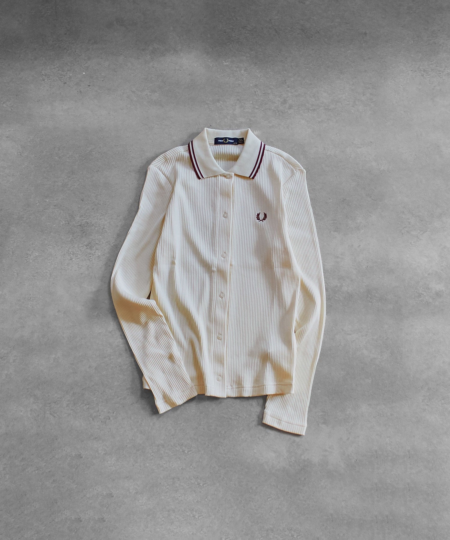 FRED PERRY/BUTTON-THROUGH RIB POLO SHIRT