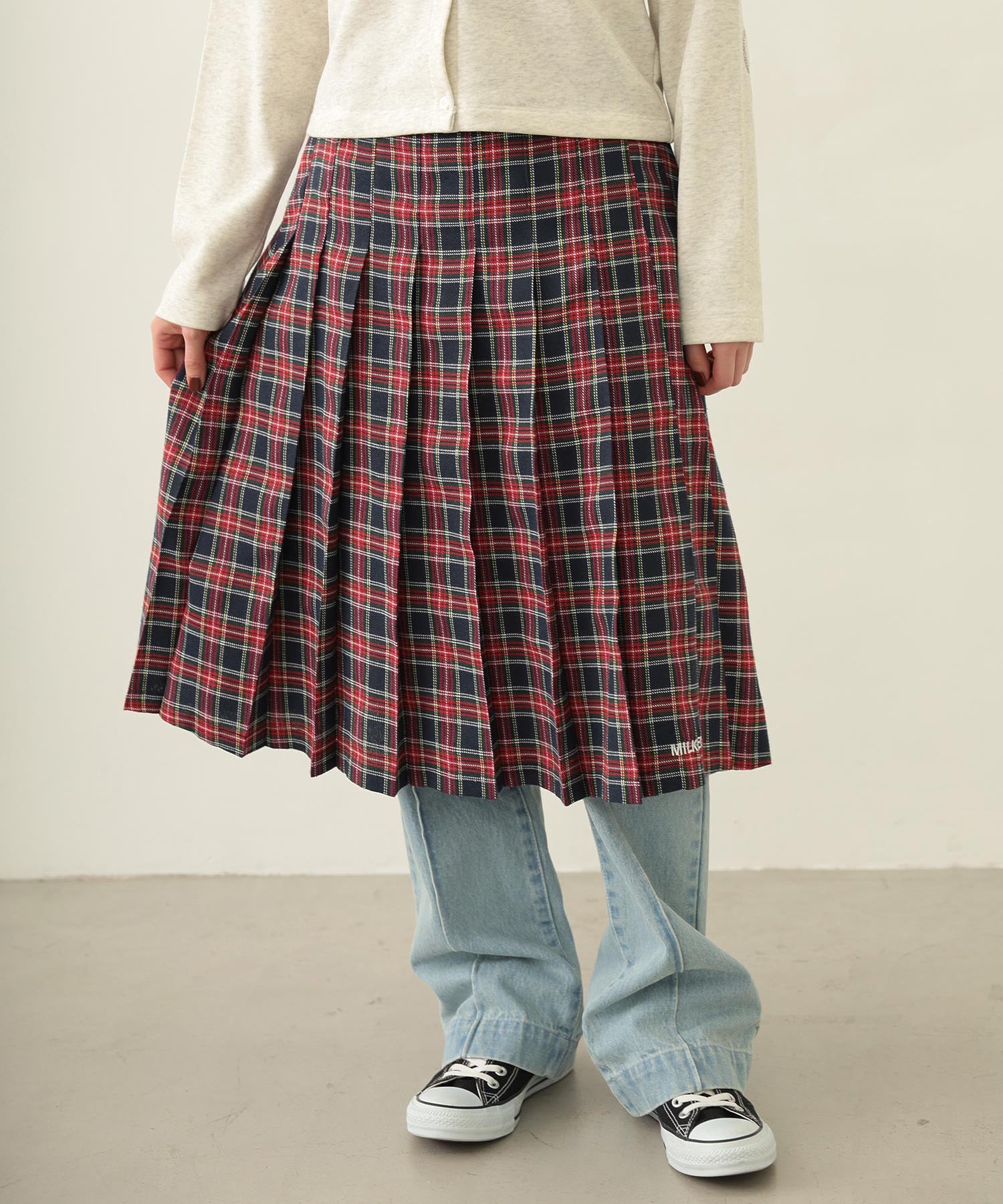 PLEATED PLAID SKIRT
