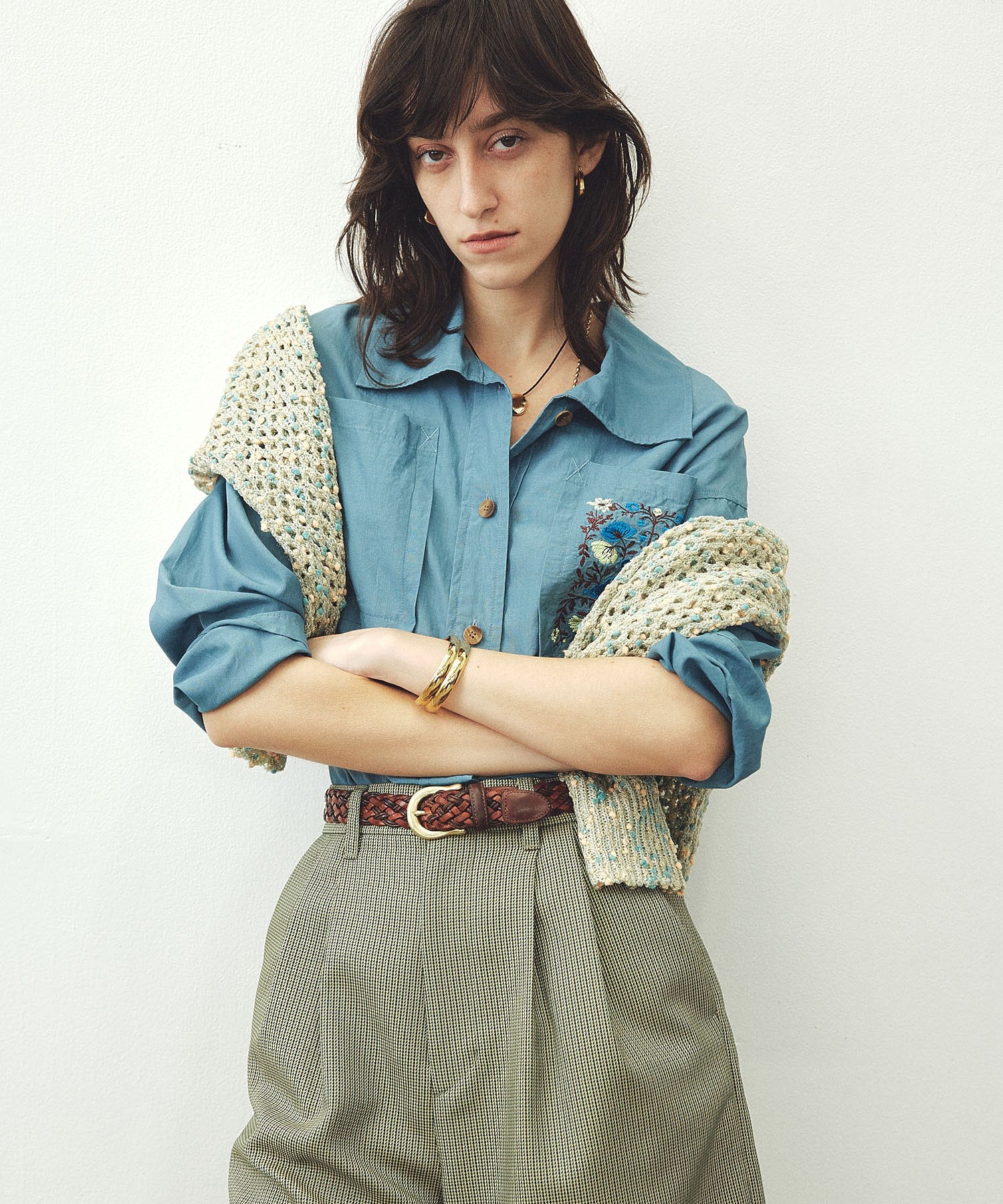 mici/EMBROIDERY BIG POCKET SHIRT