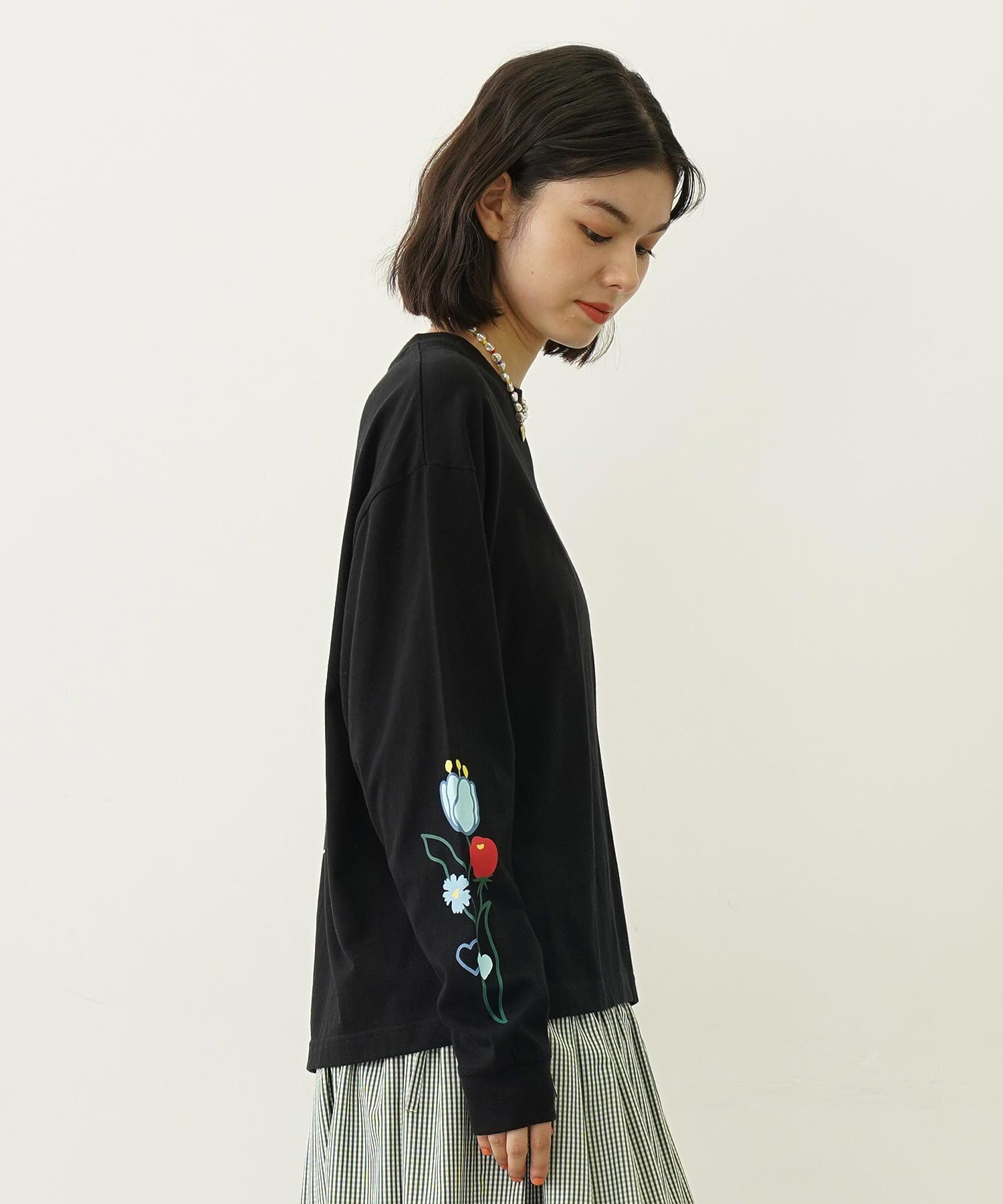 FLOWER PRINT WIDE L/S TEE