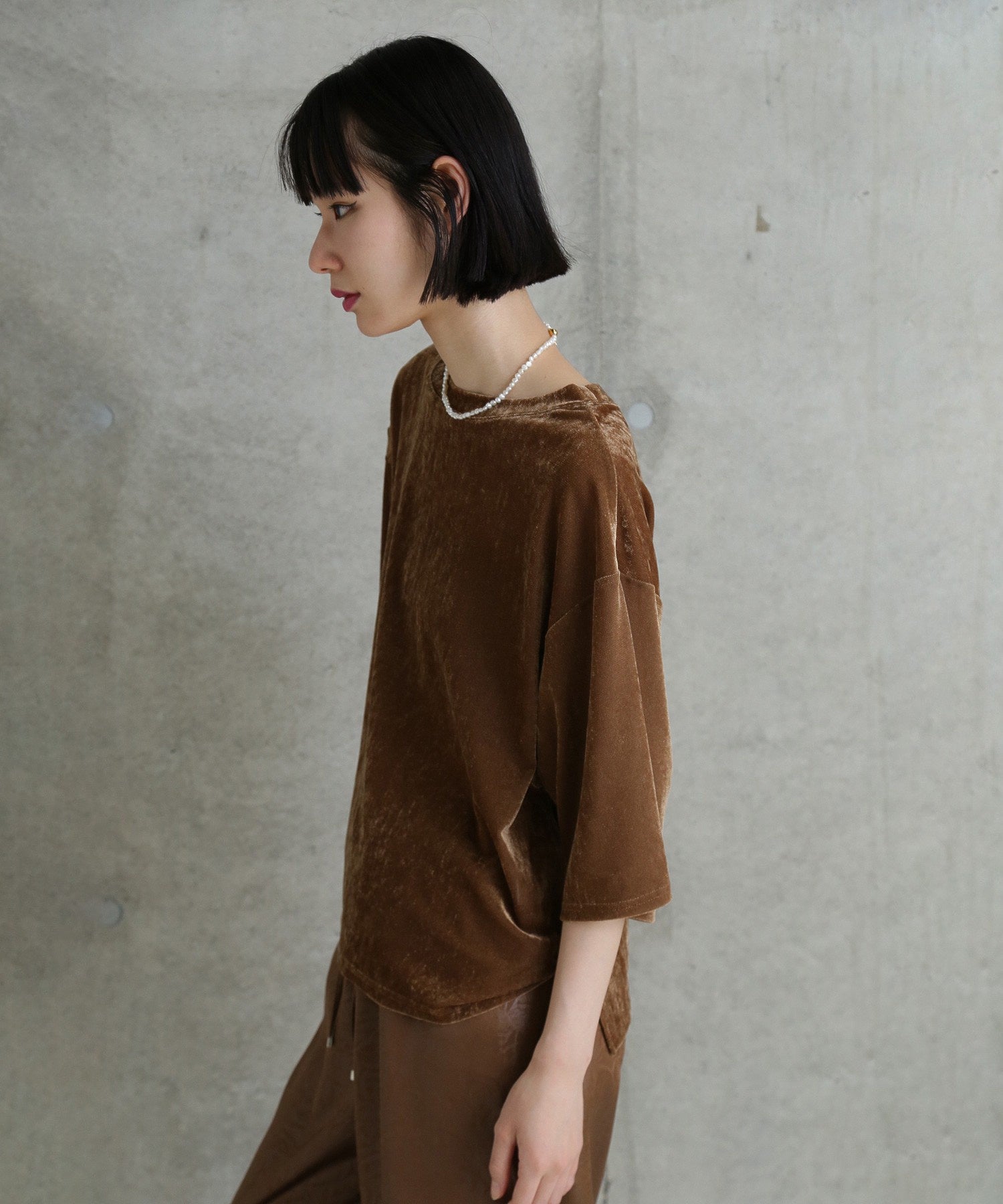 CHIGNON/ベロアメッシュTシャツ