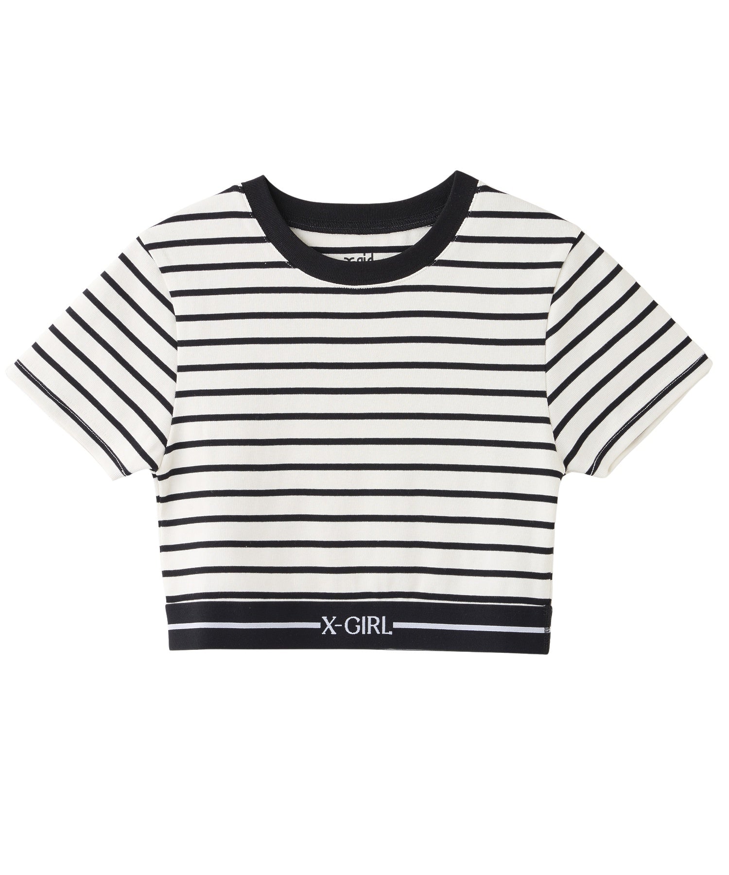 LOGO AND STRIPE CROPPED S/S TOP