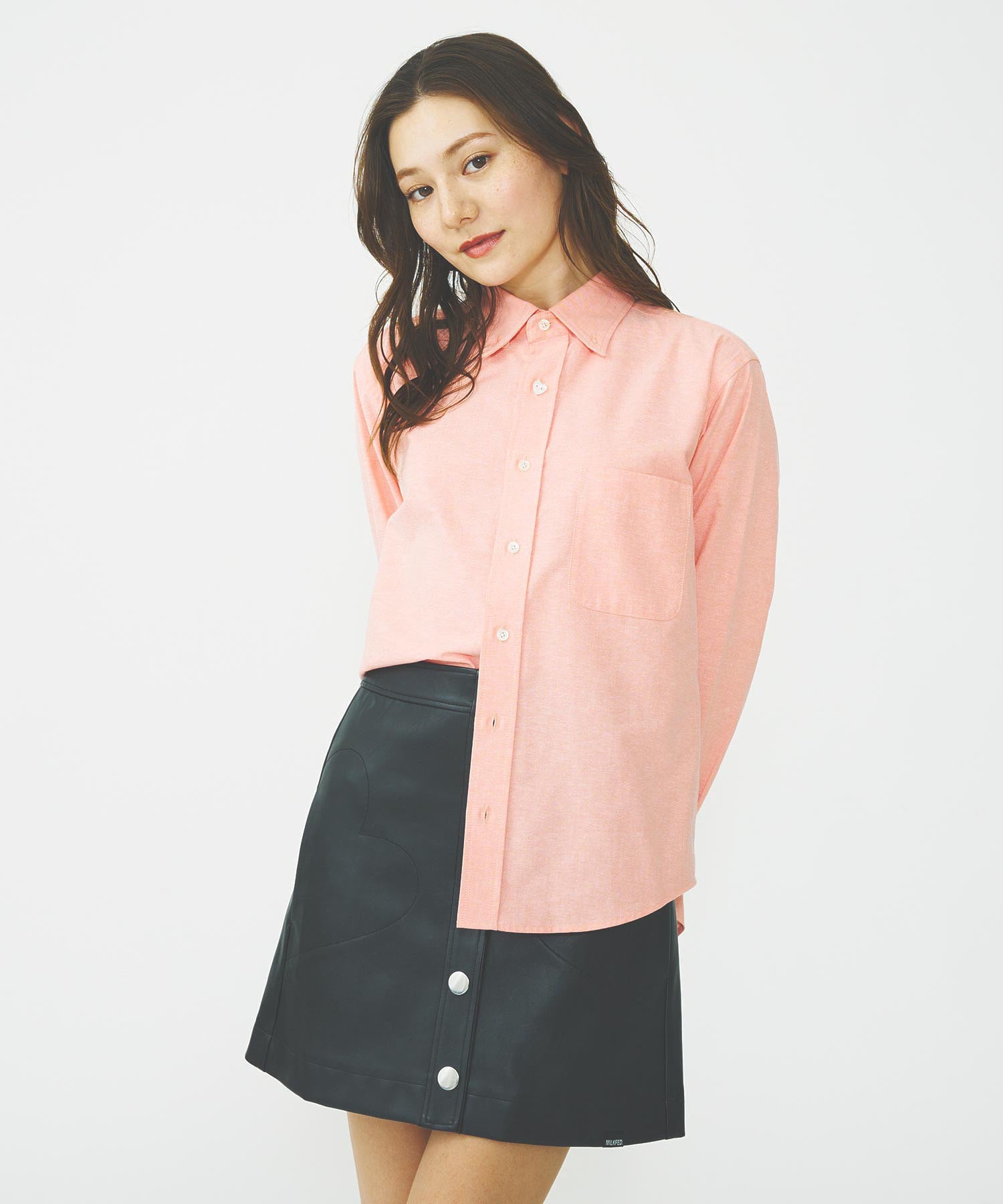 FAUX LEATHER HEART POCKET SKIRT