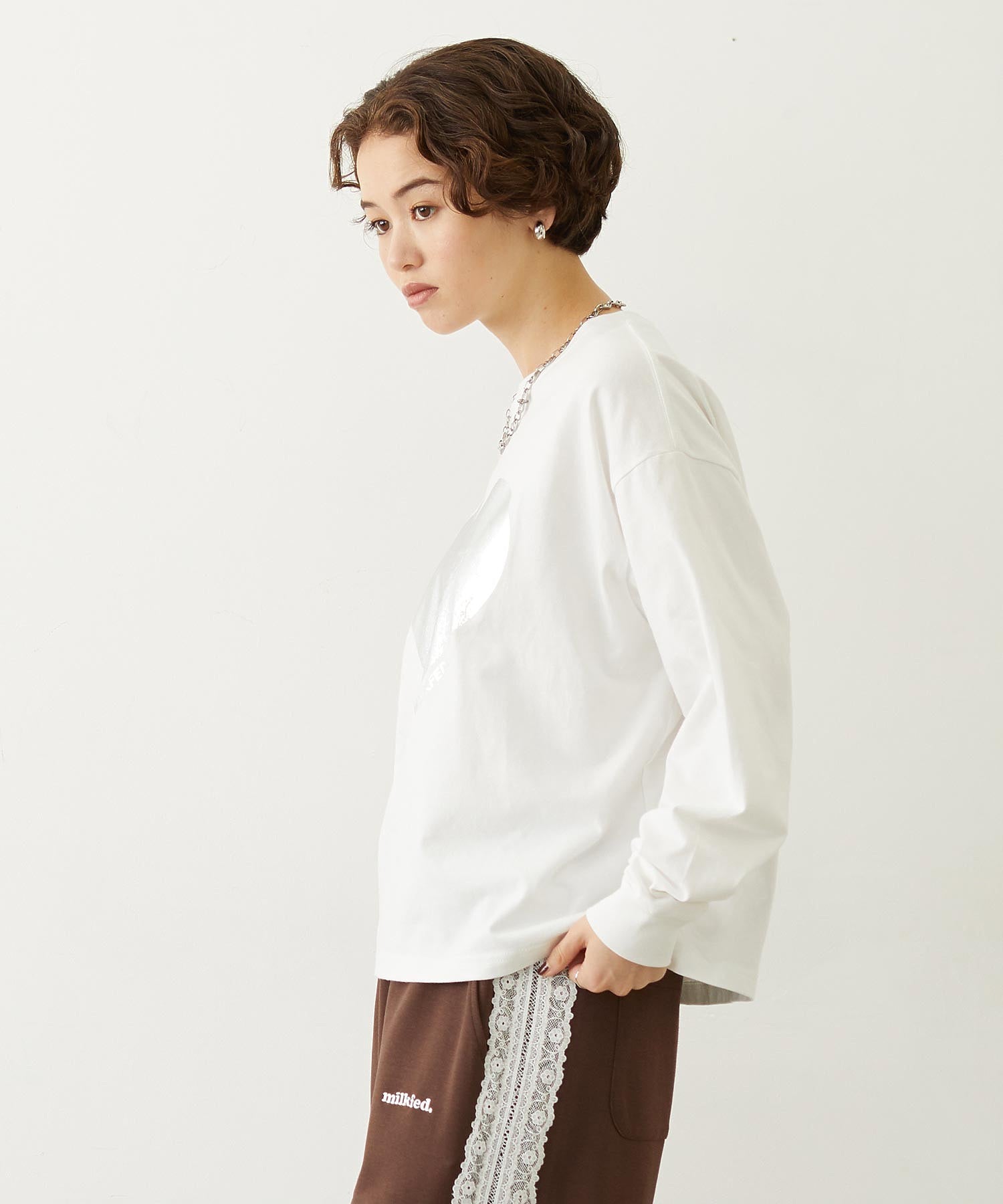 HEART FOIL PRINT L/S TEE