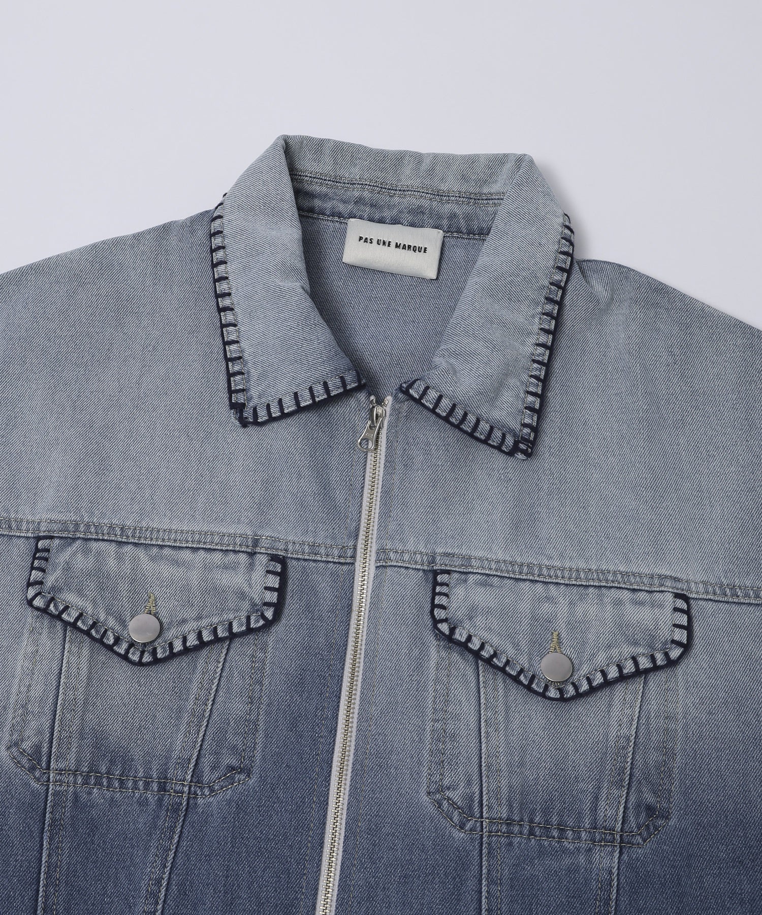 PAS UNE MARQUE/パ・ズュヌ・マルク/HAND-EMBROIDERED DISTRESSED DENIM PAS-709