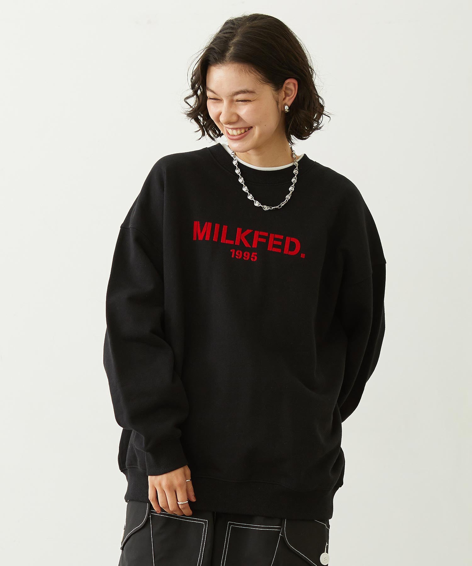 STENCIL LOGO WIDE CREW SWEAT TOP