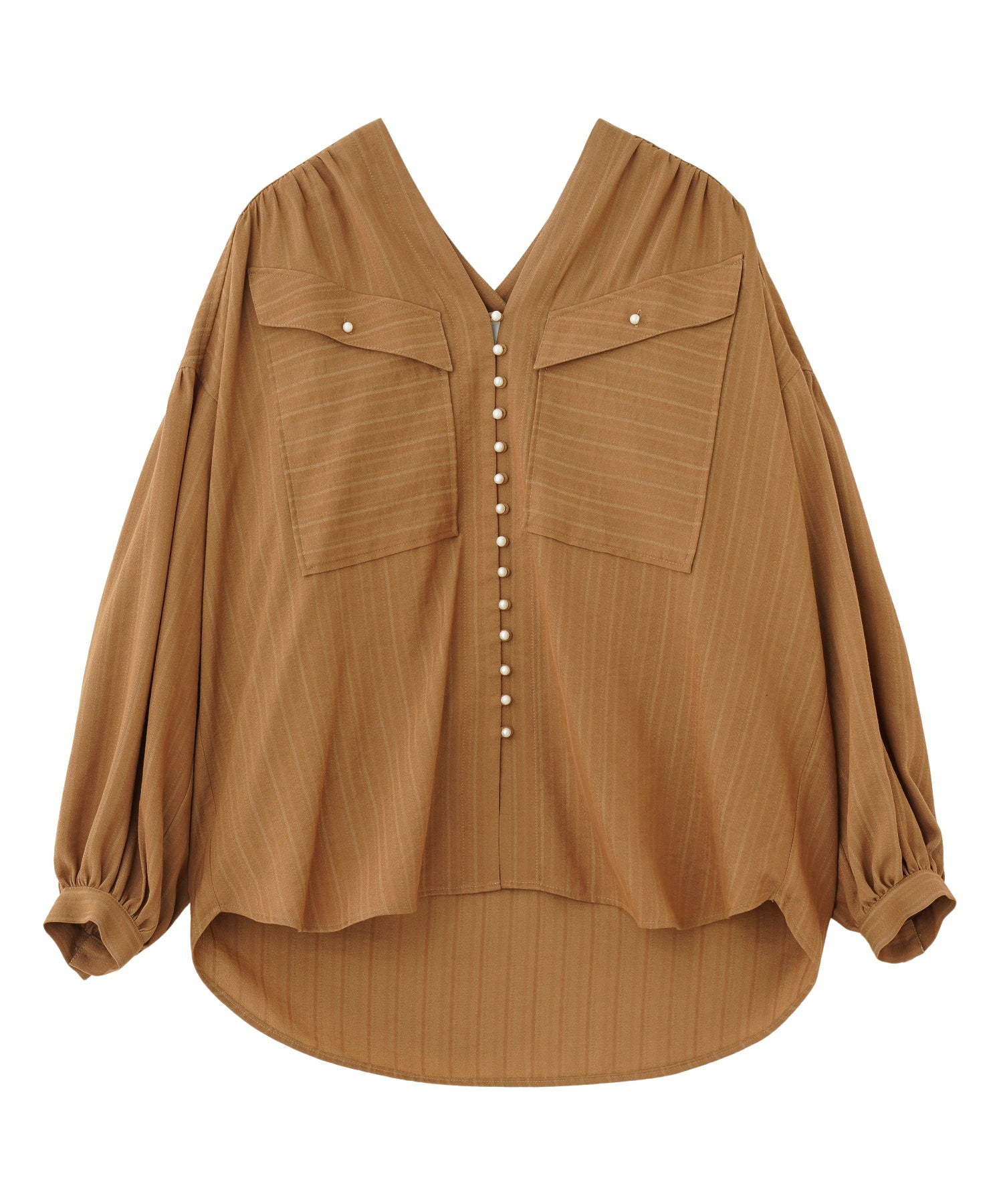 GENE HEAVENS/COTTON PEARL BUTTON V NECKＳHIRT