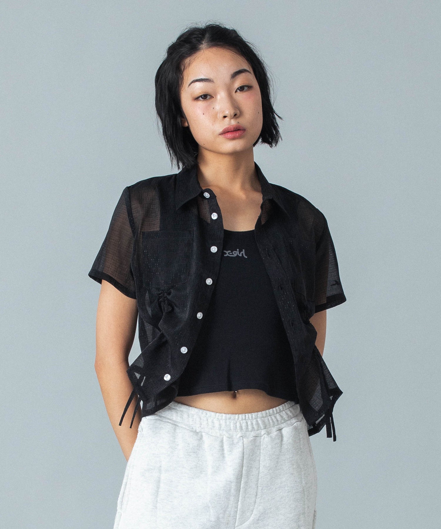 FRONT DRAWSTRING S/S SHIRT
