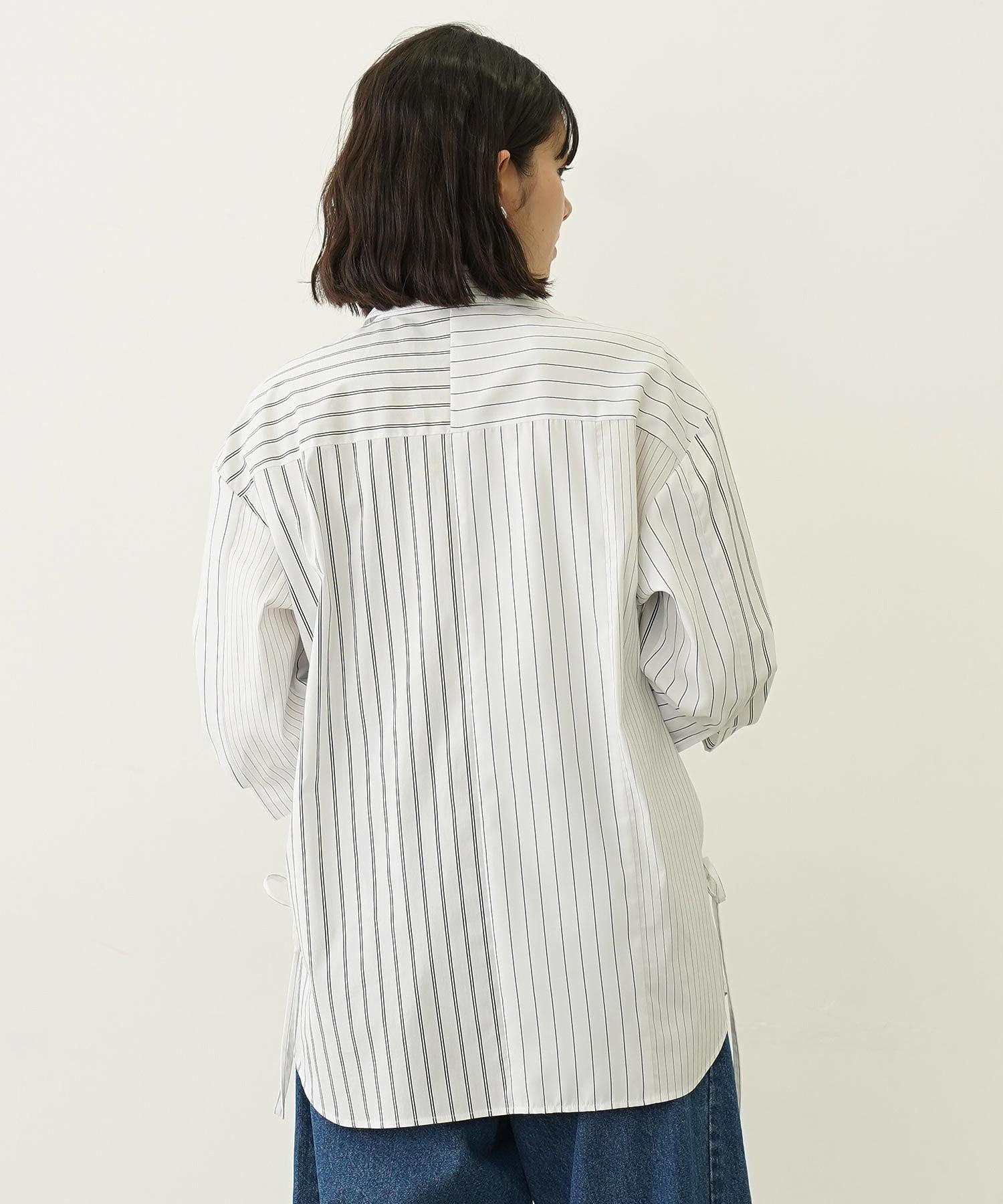 STRIPED SHIRRING SHIRT