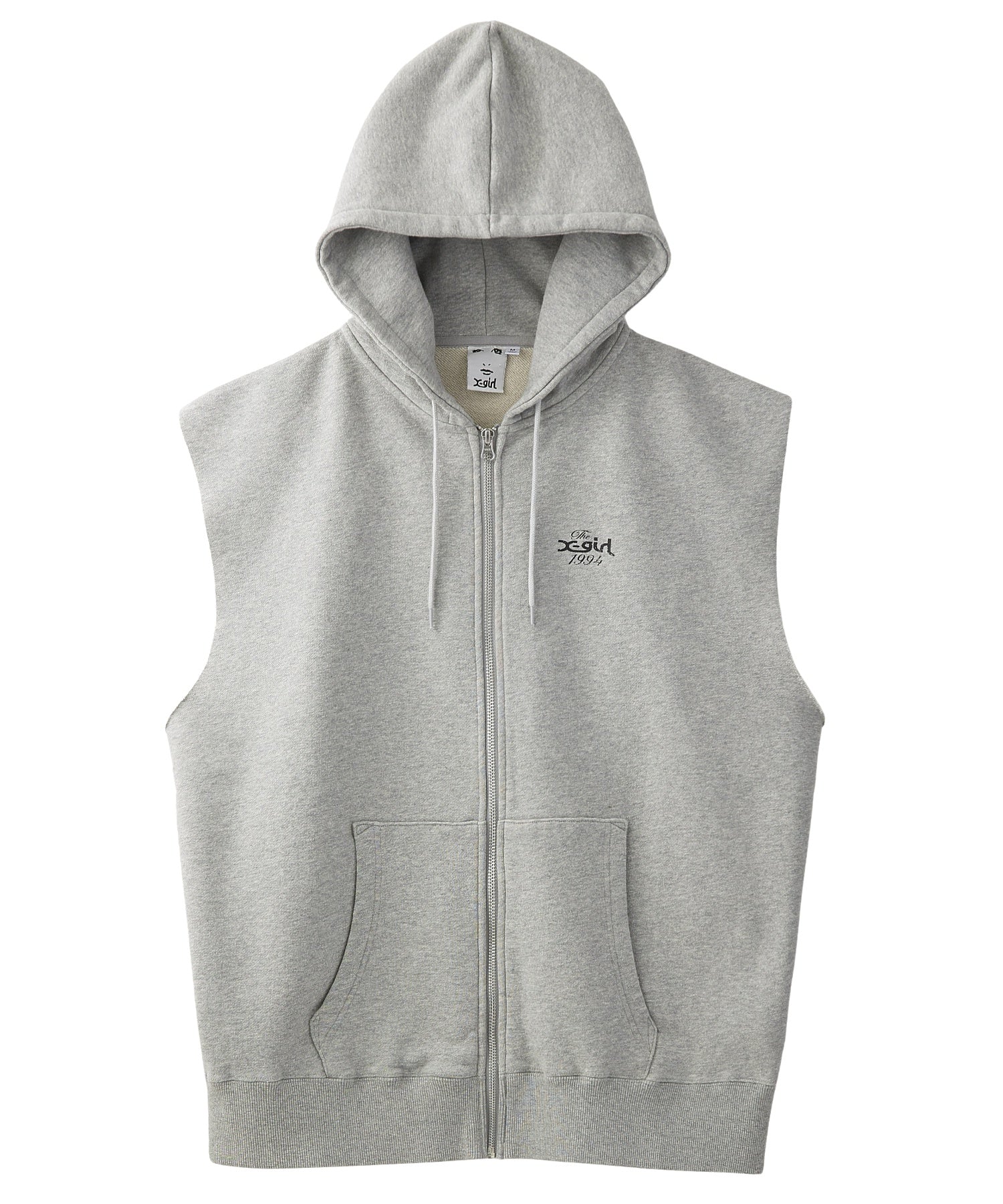 DISTRESSED CIRCLE LOGO ZIP UP SWEAT VEST