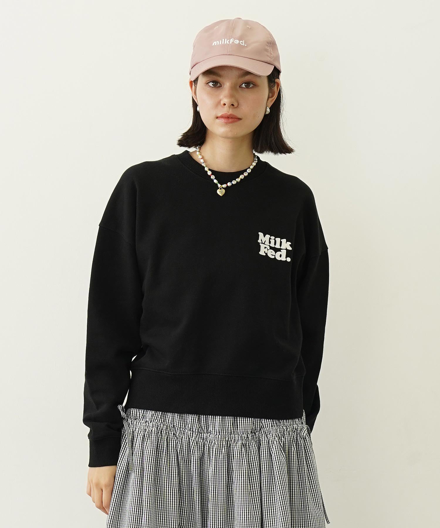 GINGHAM LOGO SHORT SWEAT TOP