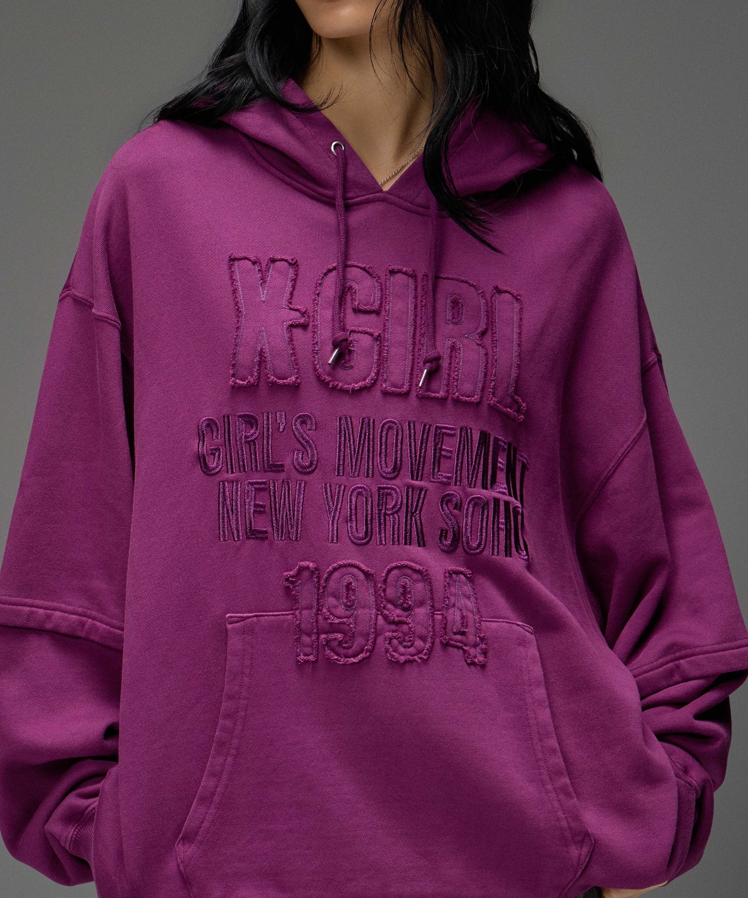 FADED LAYERED SWEAT HOODIE