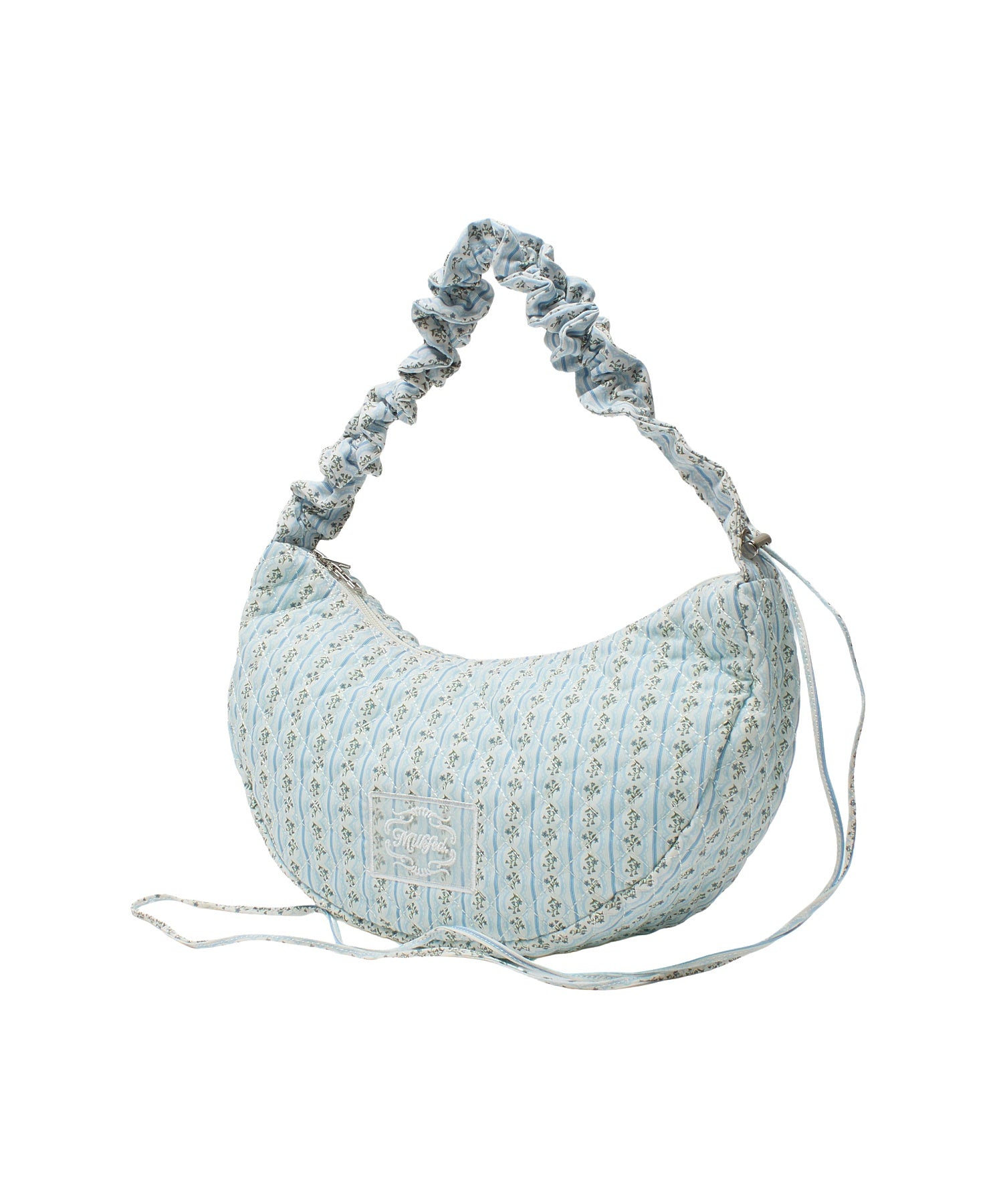 STRIPED FLOWER QUILTED SHOULDER BAG