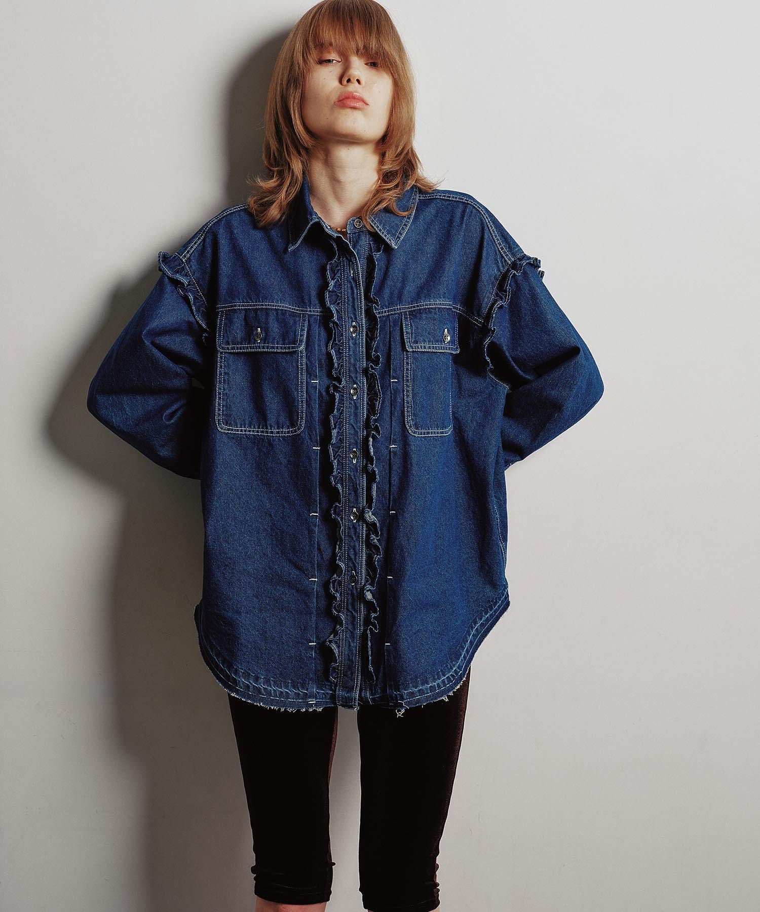 FRILL DENIM SHIRT