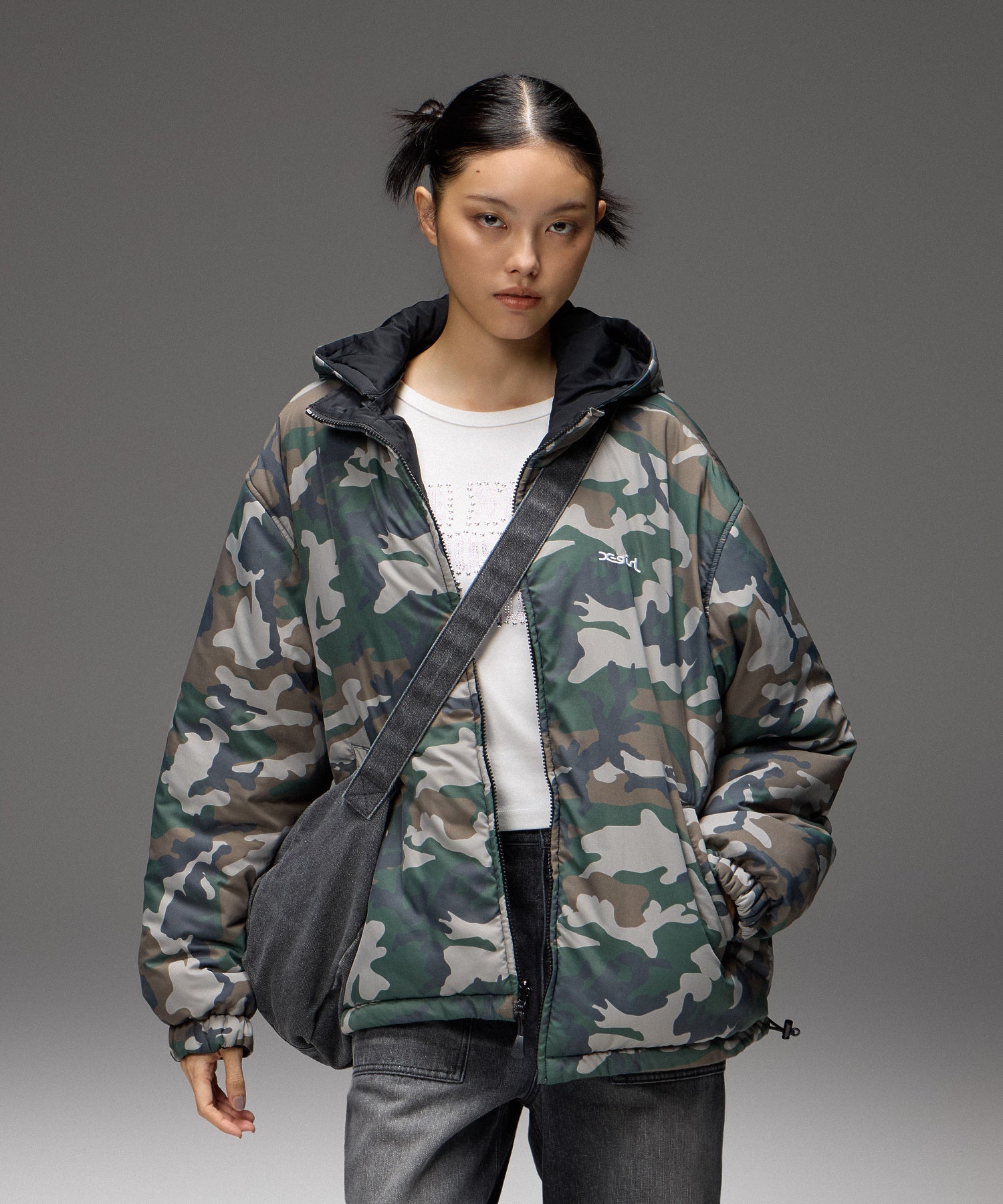 MIX FONT LOGO FADED SHOULDER BAG