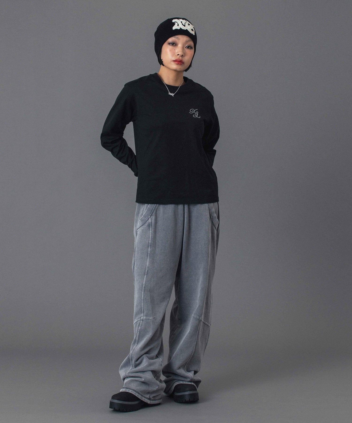 RHINESTONE COMBINATION LOGO L/S TEE