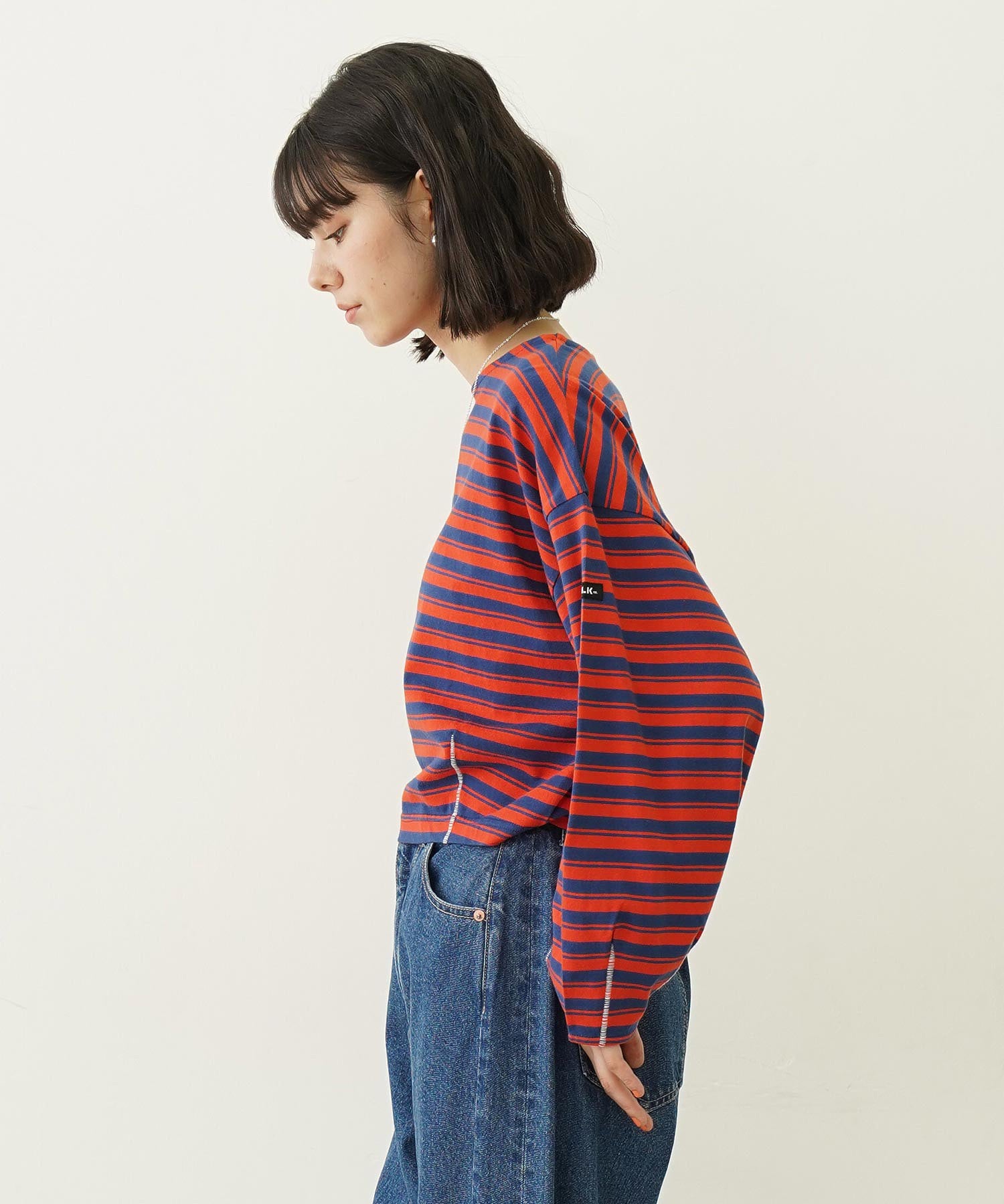 TUCK STRIPE L/S TOP