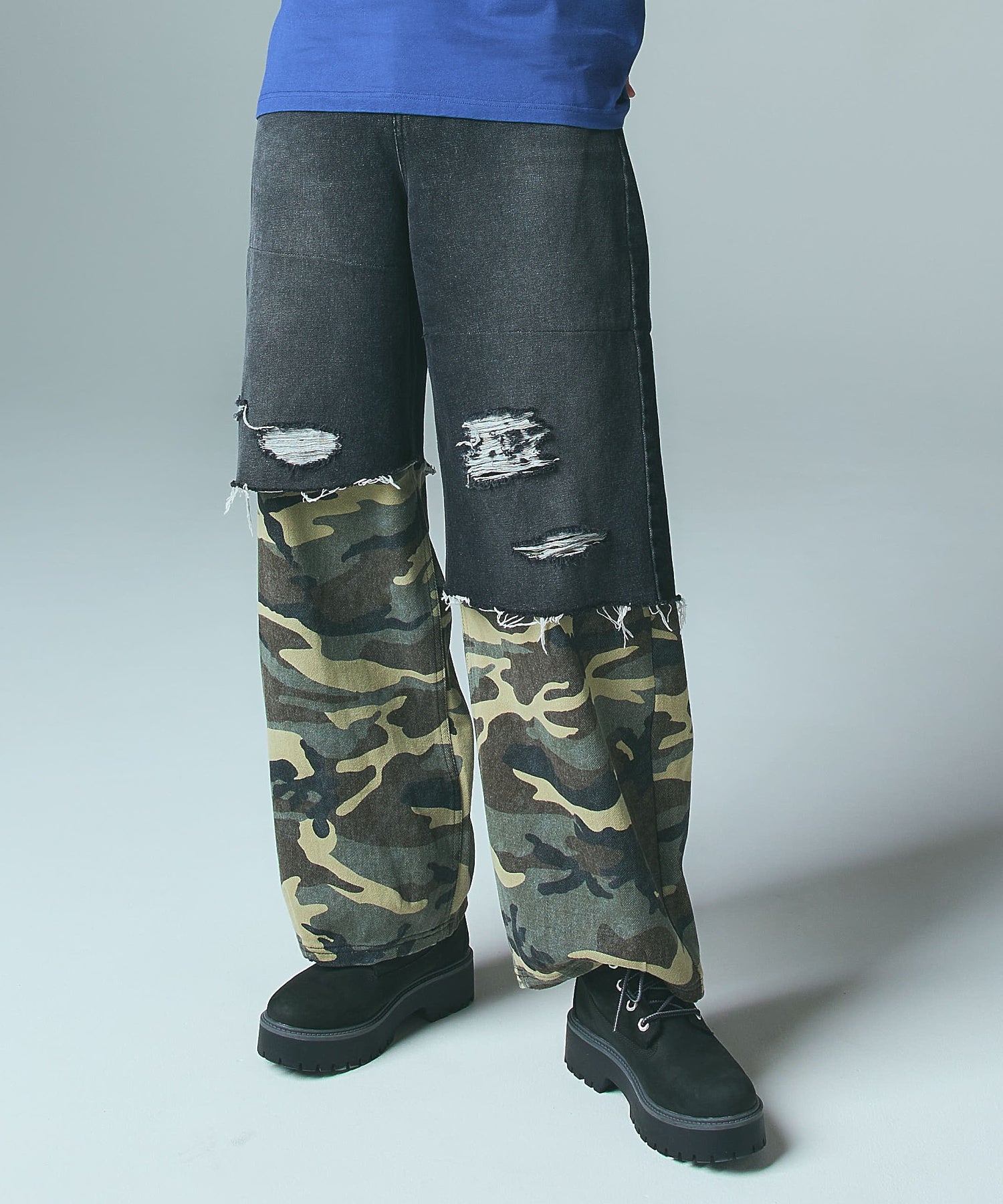 FADED CAMO LAYERED PANTS